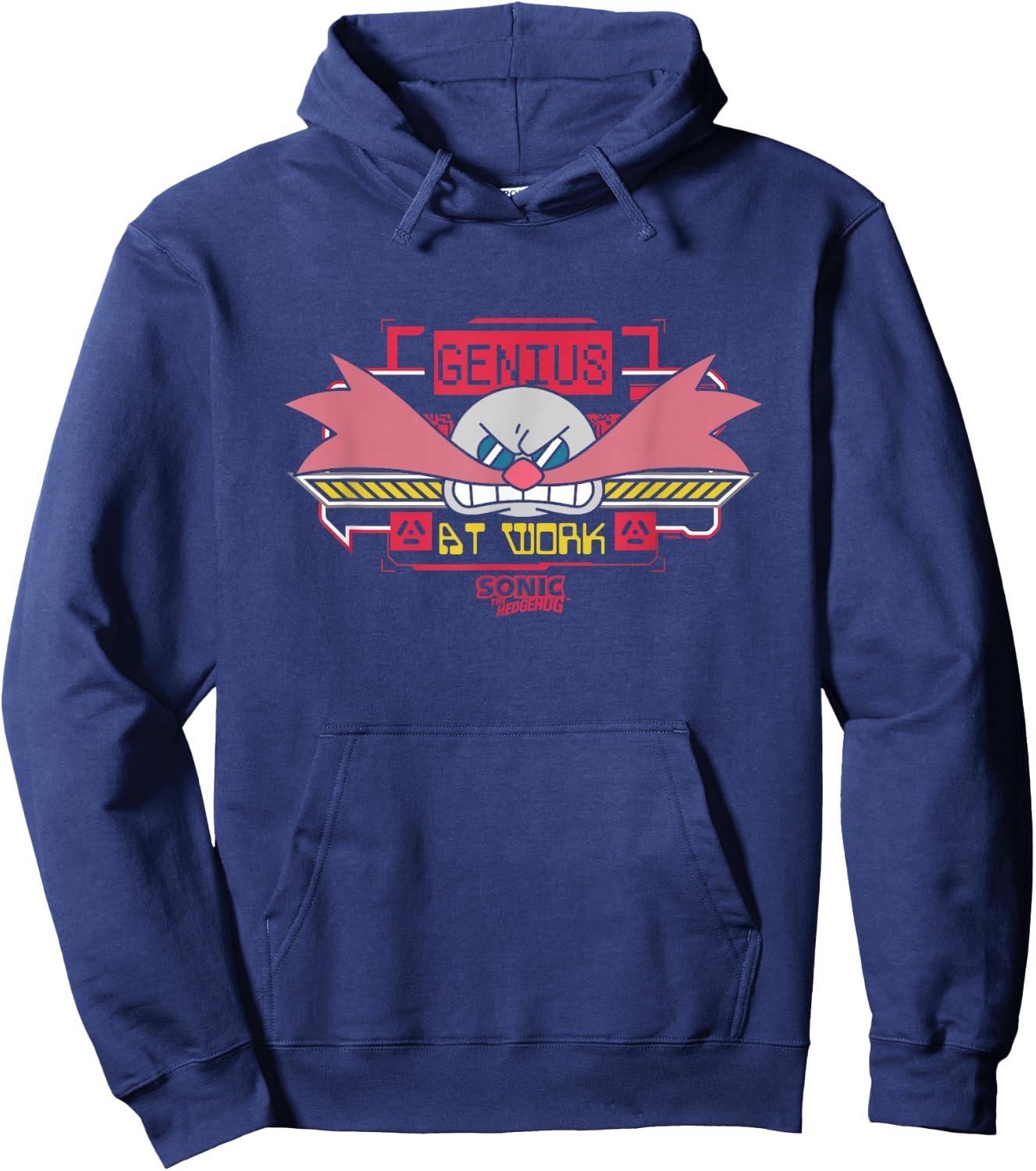 Sonic The Hedgehog Genius At Work Dr. Eggman Face Logo Hoodie - Hoodie | Navy