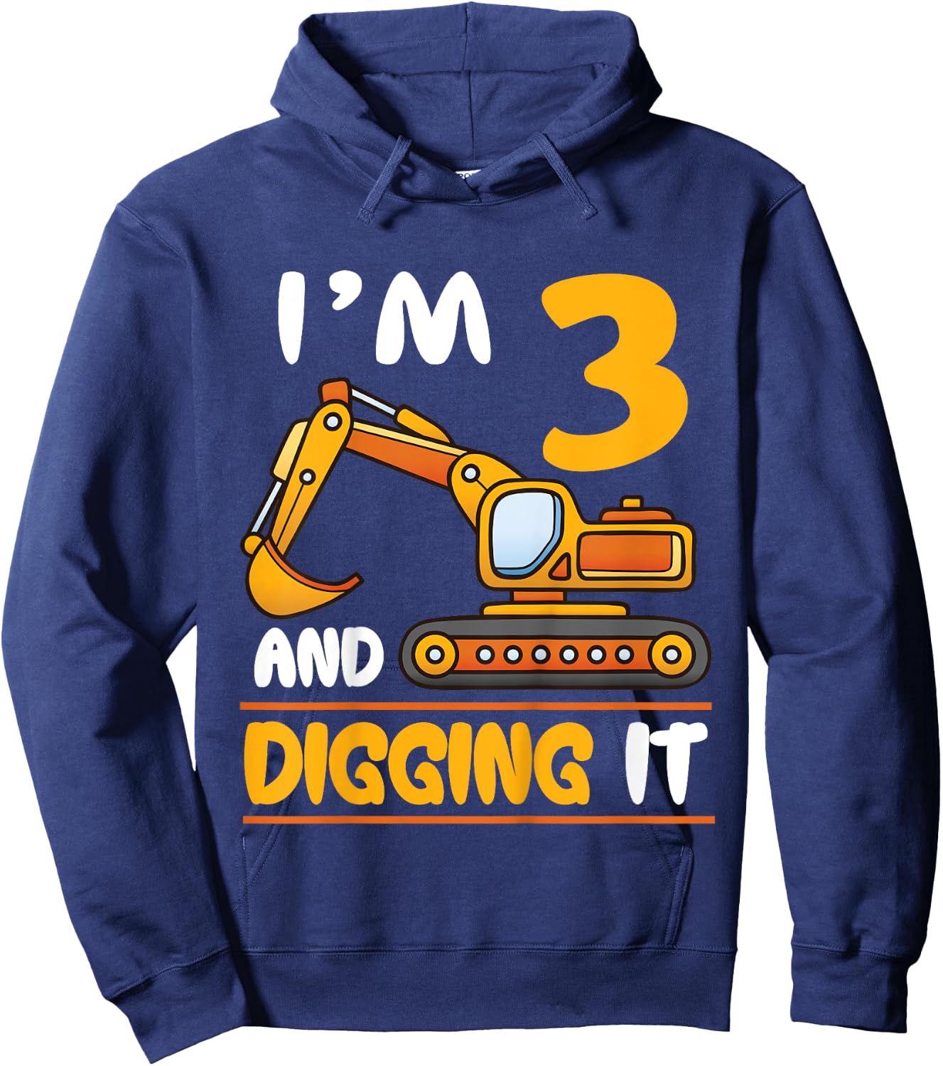 Kids Construction Truck 3rd Birthday Squad 3 Years Old Excavator Hoodie - Hoodie | Navy
