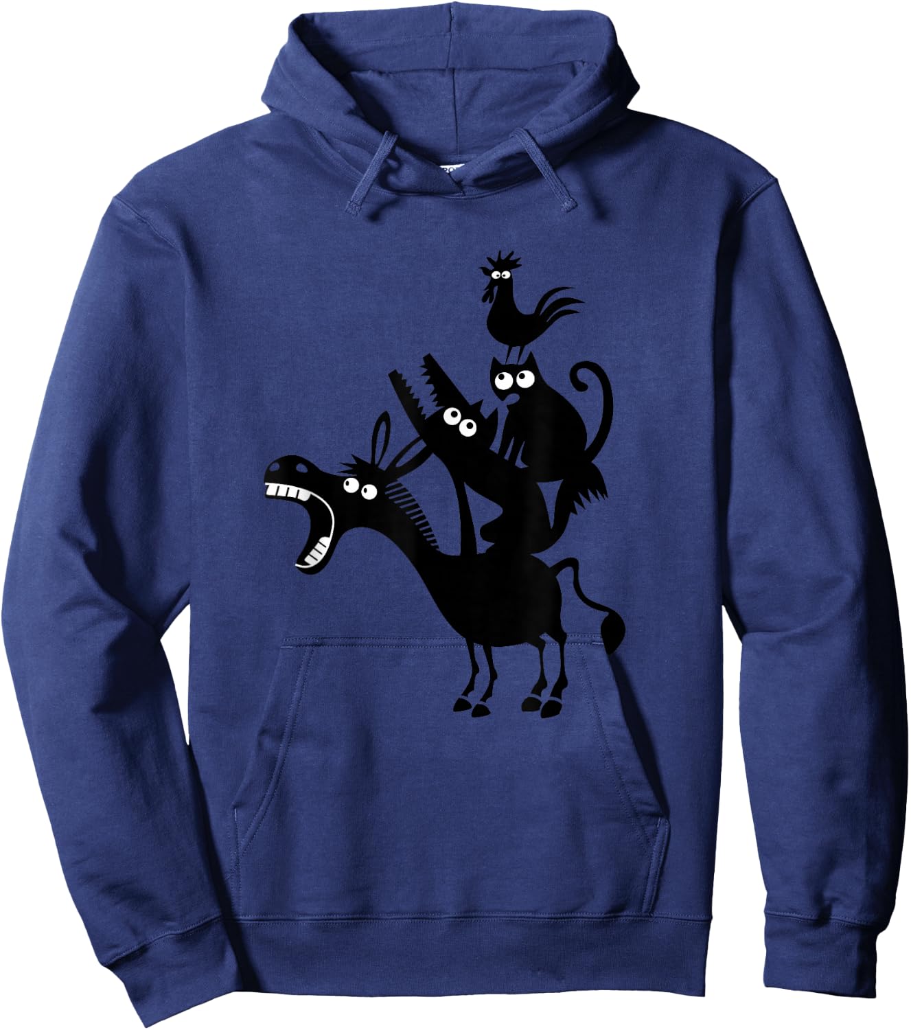 Cool Town Musicians of Bremen Illustration Graphic Designs Hoodie - Hoodie | Navy