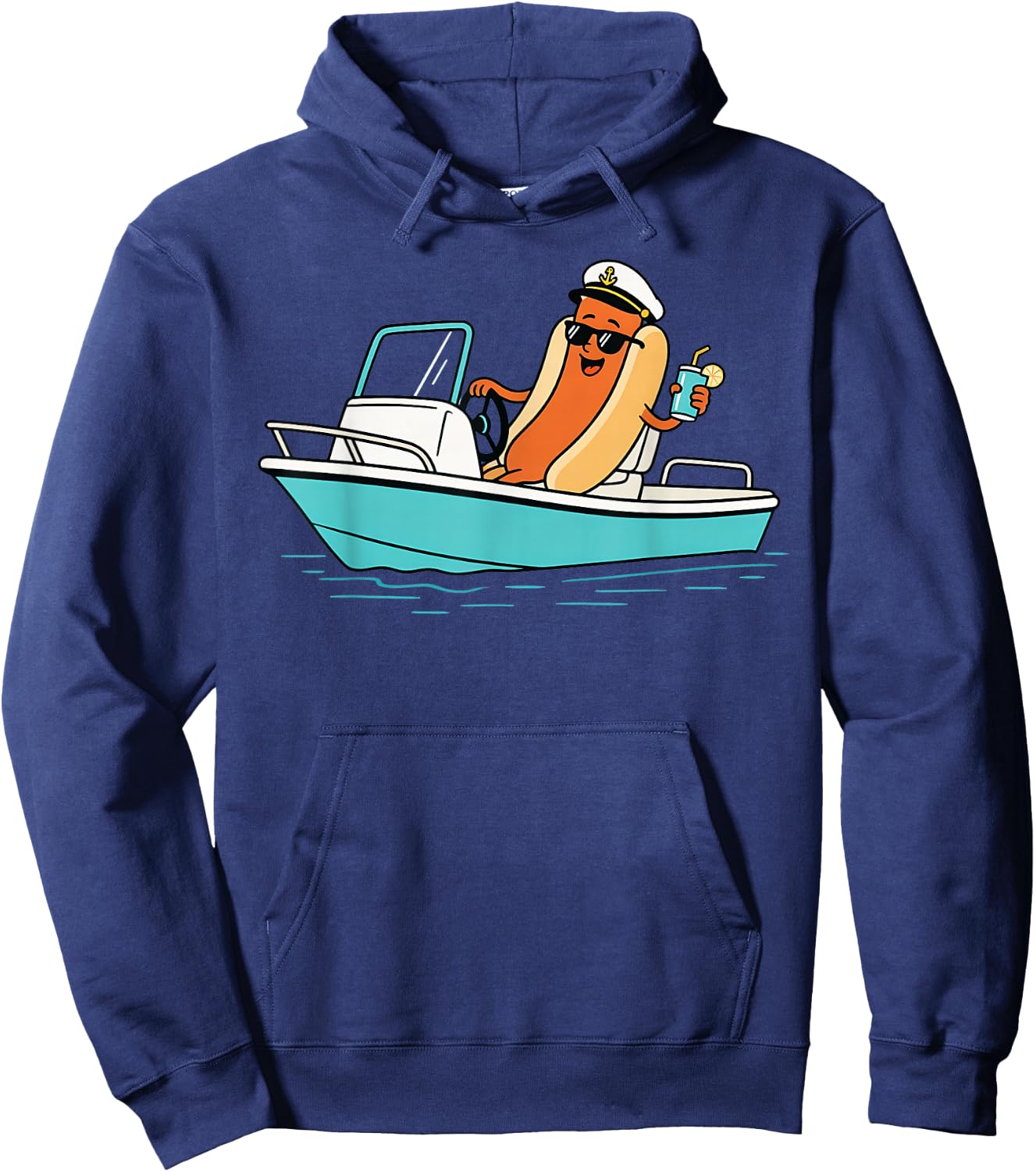 Captain Hotdog Funny Hotdog Boat Captain Lake Life Summer Hoodie - Hoodie | Navy
