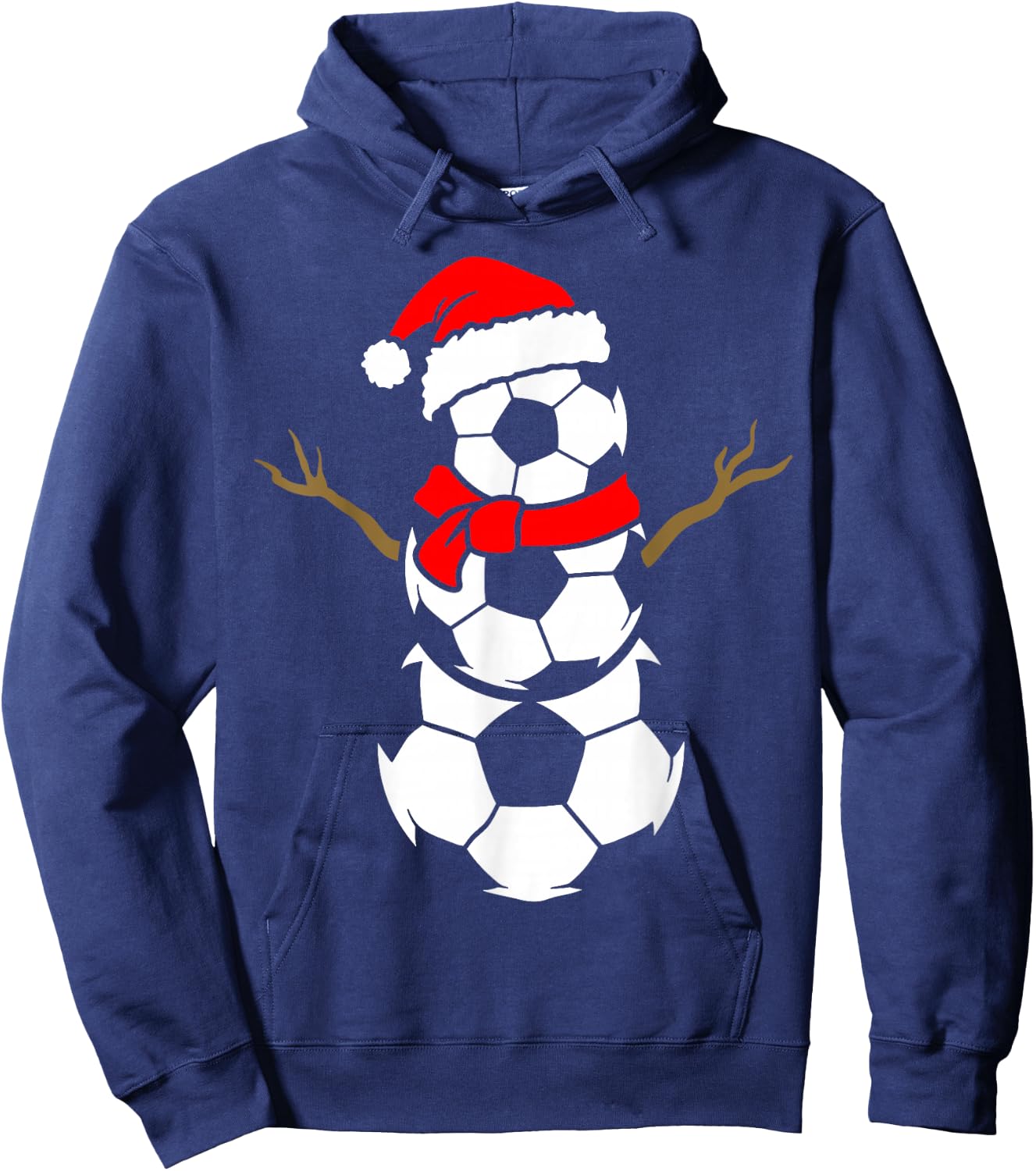 Christmas Soccer Santa Claus Snowman Ball Player Pajama Hoodie - Hoodie | Navy