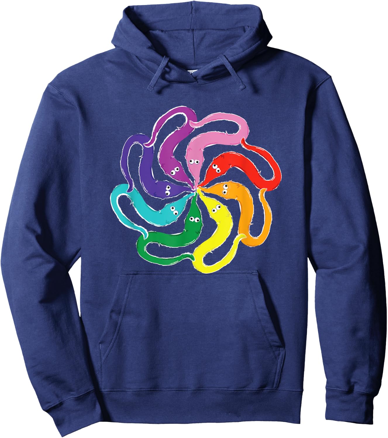 Funny Fuzzy Worm on a String Meme Rainbow Mandala Hoodie - Hoodie | Navy