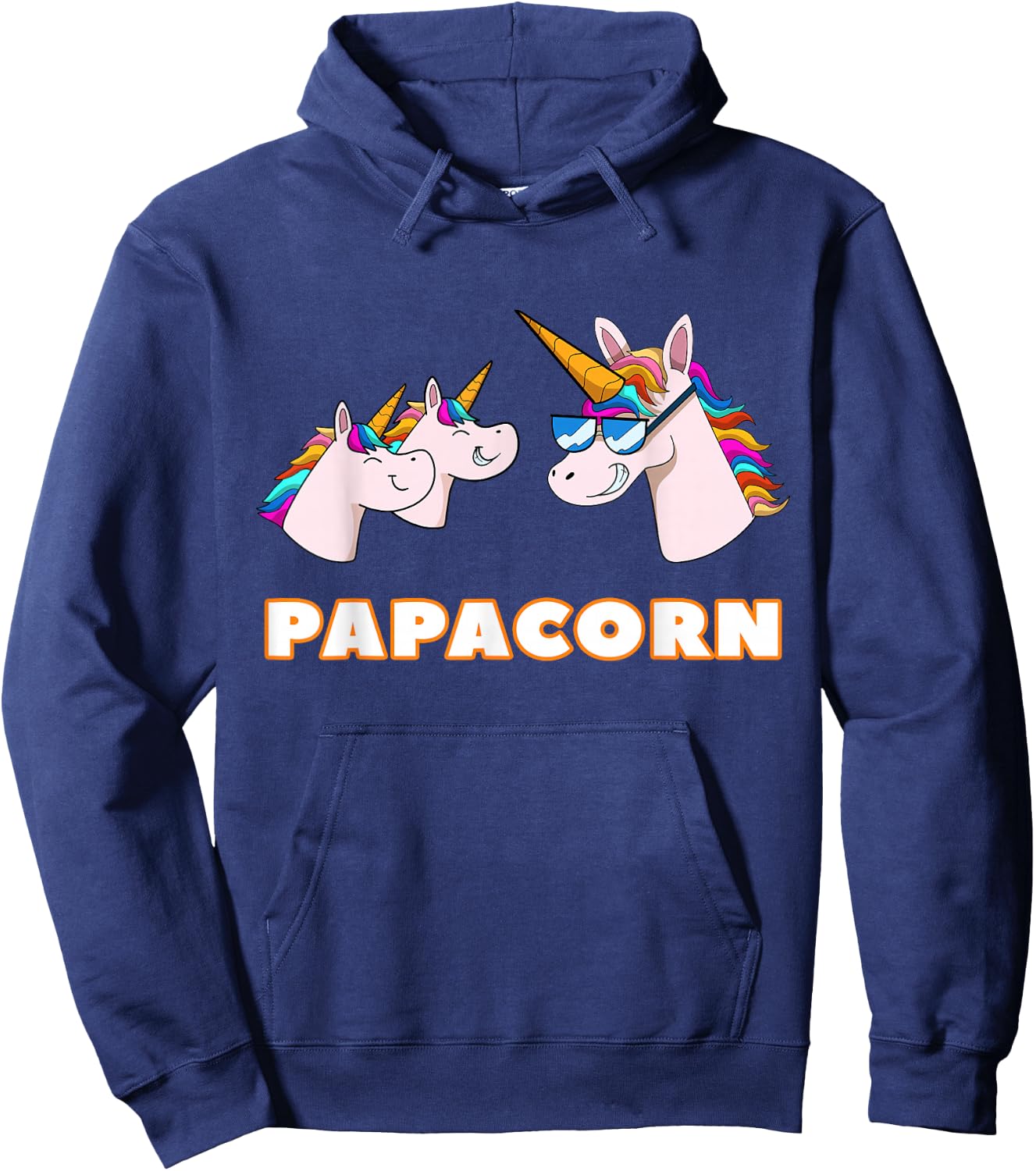 Papacorn Papa 2 Children's Dad Father Unicorn Father's Day , black Hoodie - Hoodie | Navy