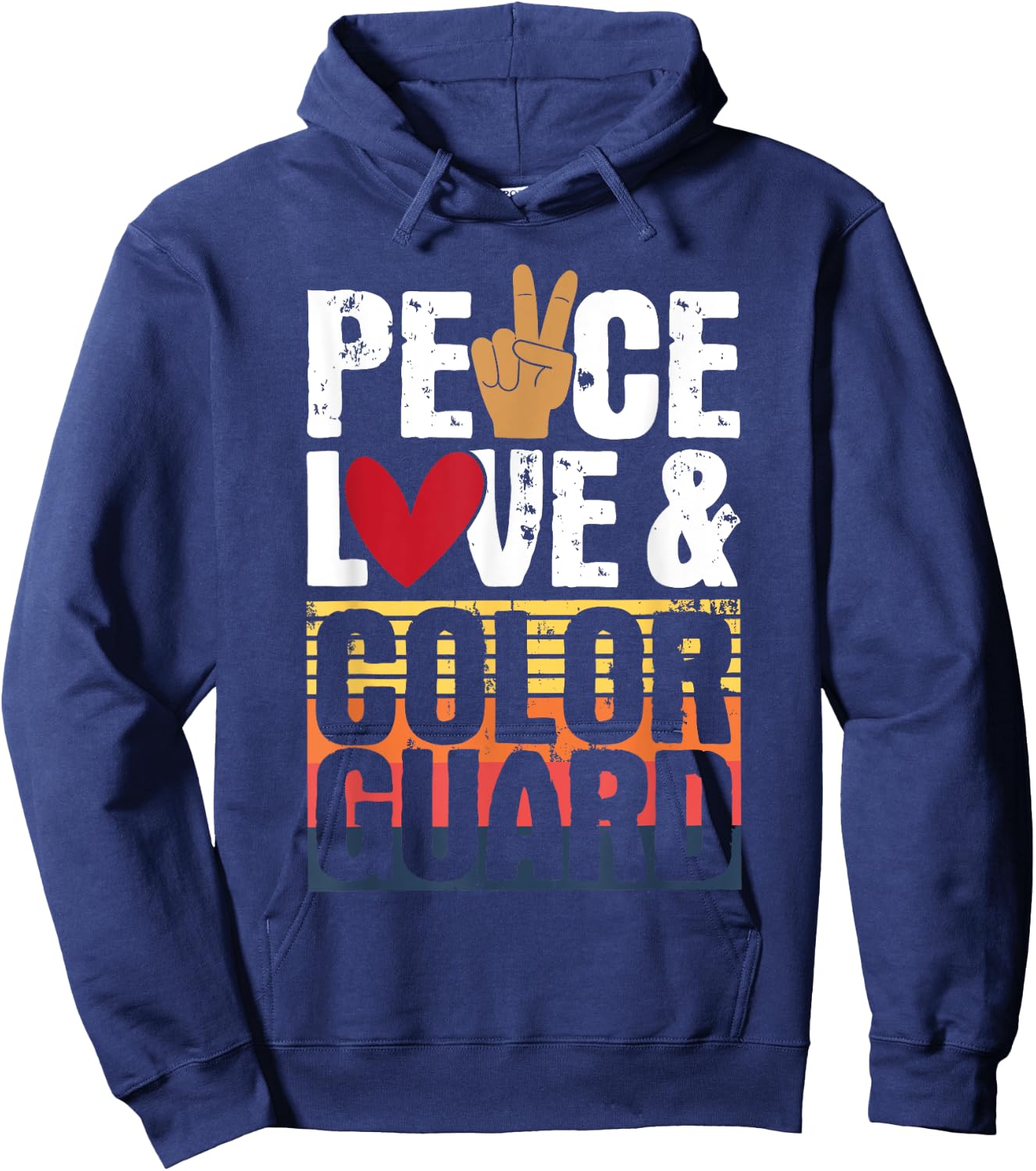 Peace Love & Color Guard - Marching Band Lover Flag Tossing Hoodie - Hoodie | Navy