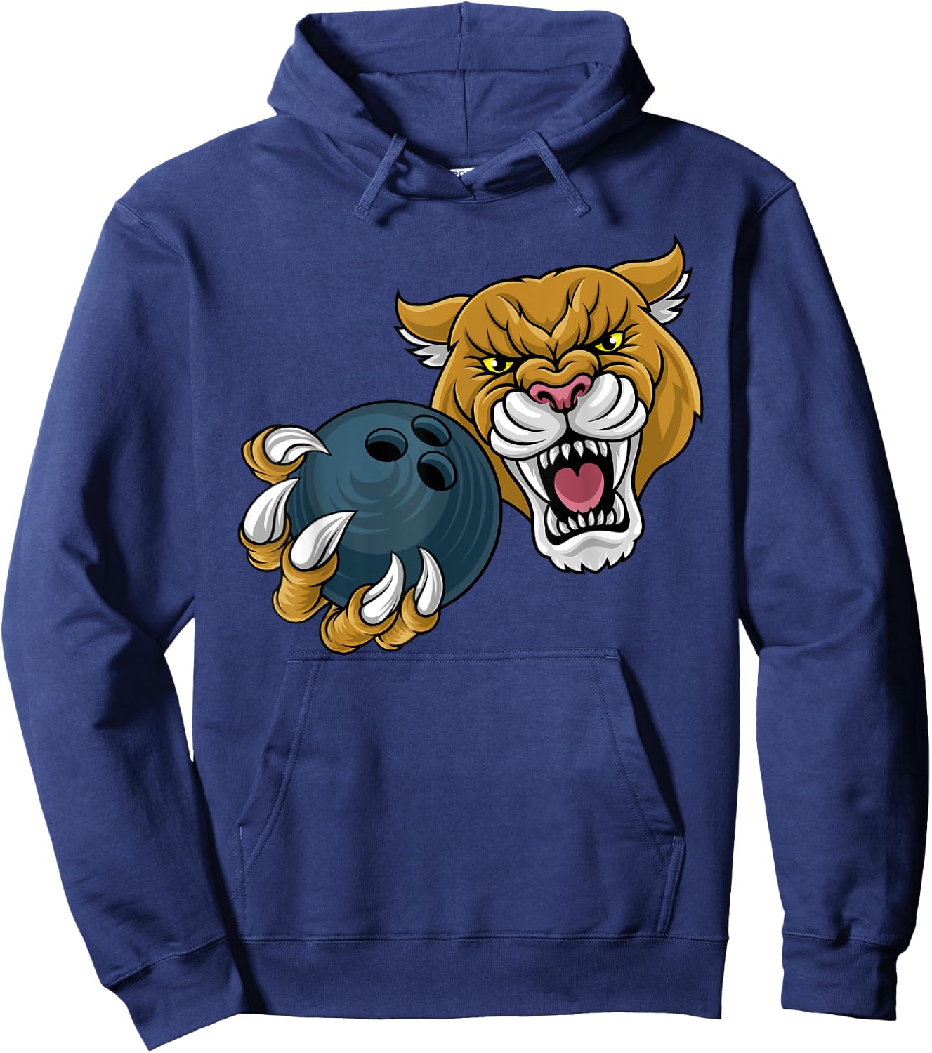 Cougar Panther Mountain Lion Puma Bowling Cartoon Hoodie - Hoodie | Navy
