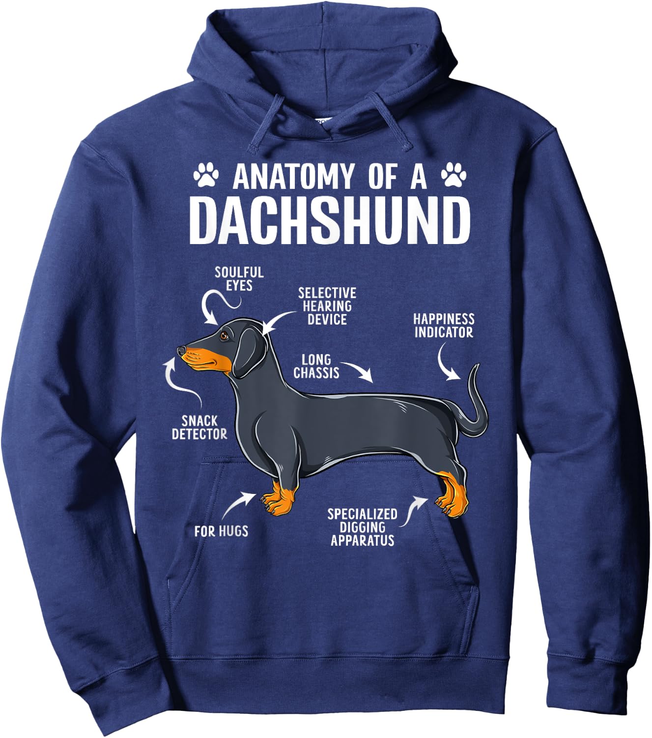 Anatomy Of A Dachshund Funny Doxie Dog Puppy Women Girls Kids Hoodie - Hoodie | Navy