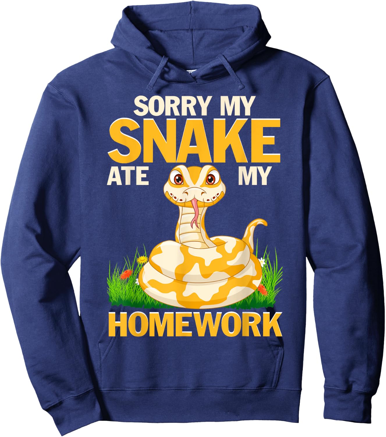 Funny Snakes Sorry My Snake Ate My Homework Python Reptile Hoodie - Hoodie | Navy