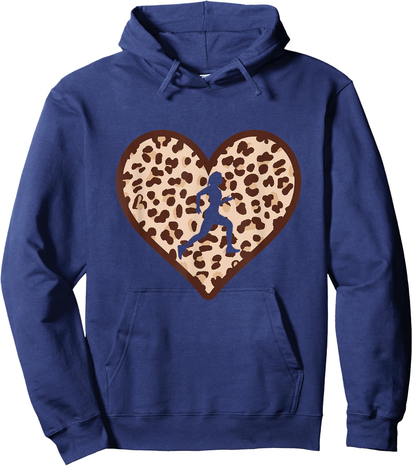 Cross Country Running Heart Leopard Print XC Runner Marathon Hoodie - Hoodie | Navy