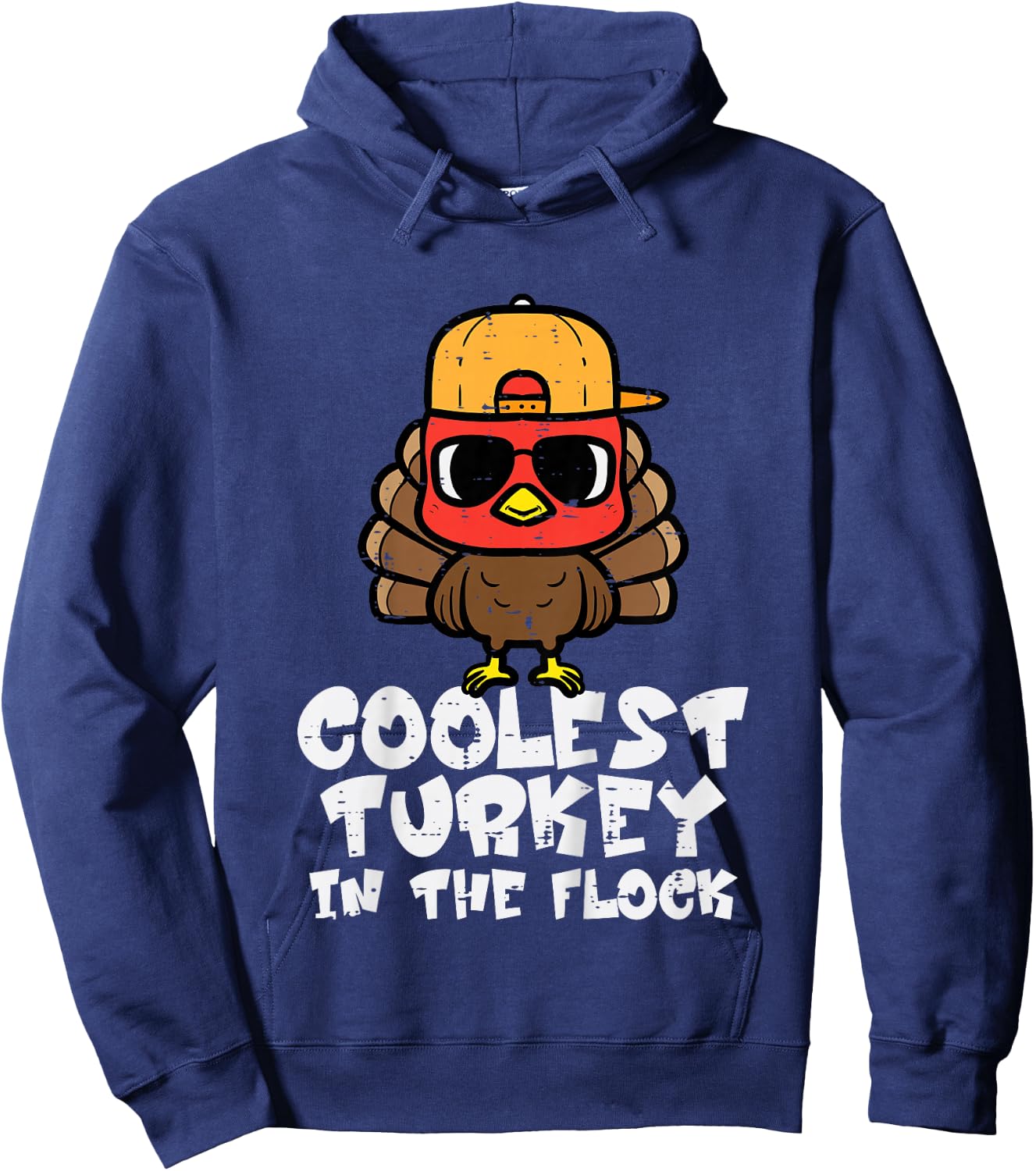 Kids Thanksgiving Coolest Turkey Flock Boys Kids Toddler Youth Hoodie - Hoodie | Navy
