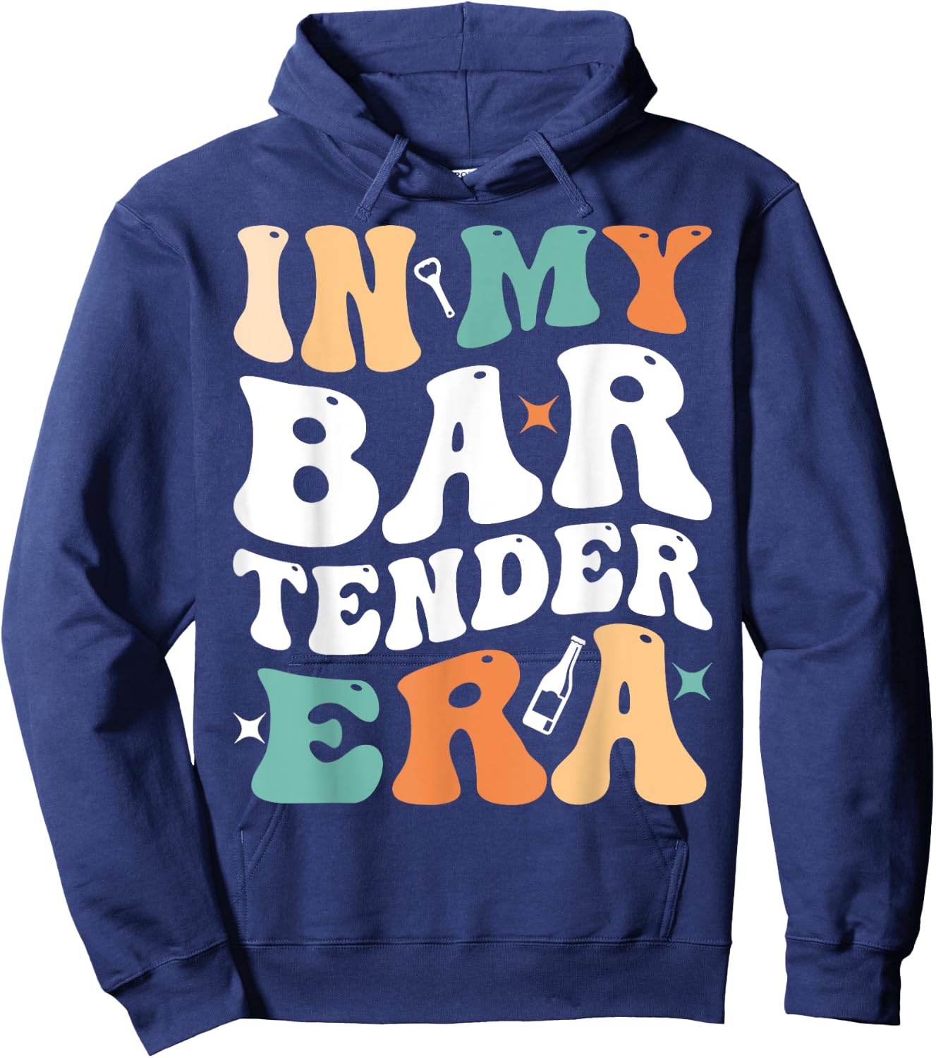 In My Bartender Era Funny Groovy Retro Bartender Hoodie - Hoodie | Navy