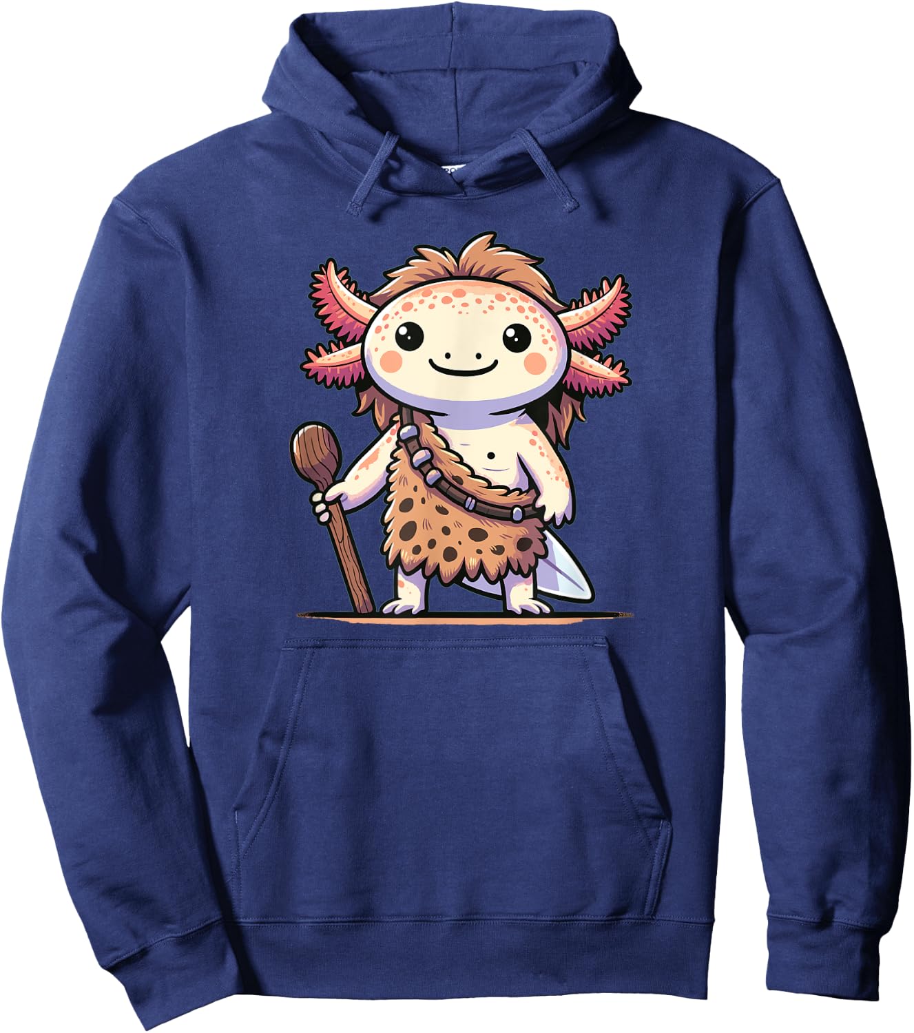 Funny Caveman Axolotl Costume Hoodie - Hoodie | Navy