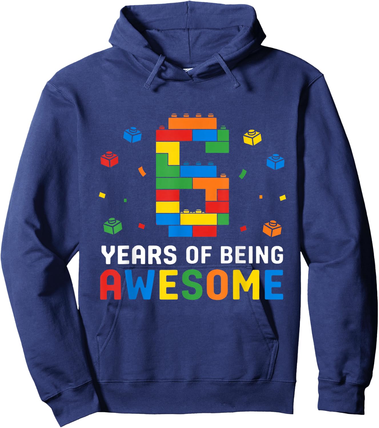 6 Year Old Master Builder Building Blocks 6th Birthday Boy Hoodie - Hoodie | Navy