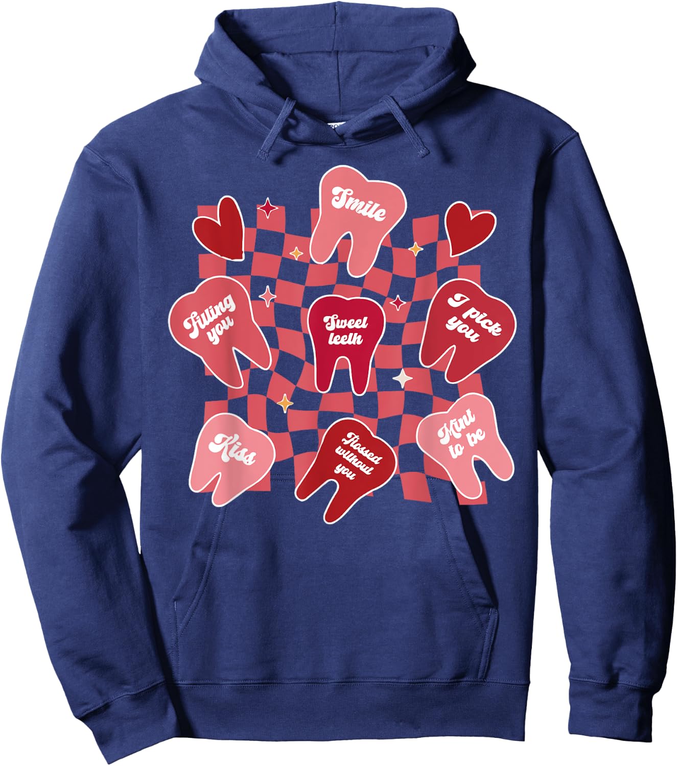 Valentines Dentist Dental Hygienist Tooth Candy Conversation Hoodie - Hoodie | Navy