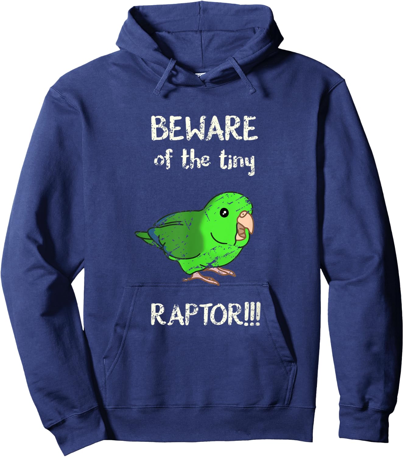 Beware of the Tiny Raptor Green Parrotlet Vintage Parrot Hoodie - Hoodie | Navy