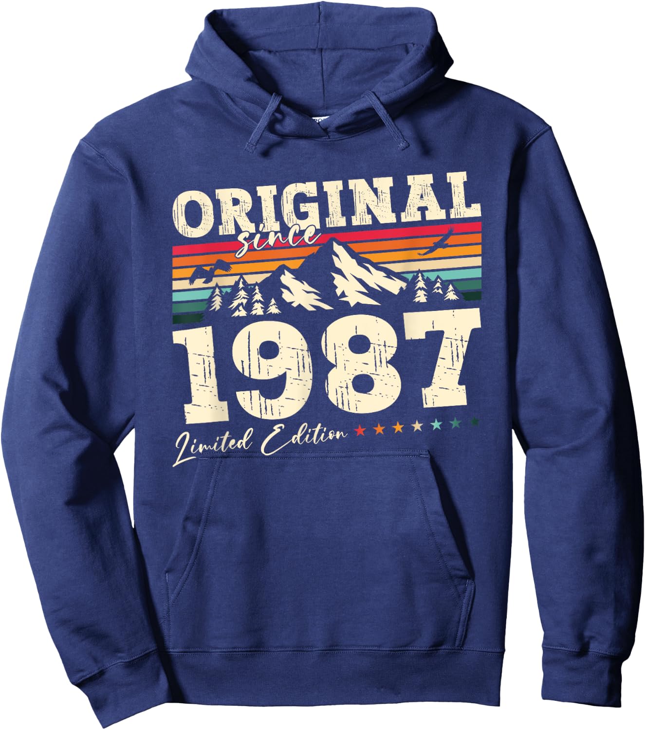 37th Birthday Man Original Vintage 1987 , Black, S Hoodie - Hoodie | Navy