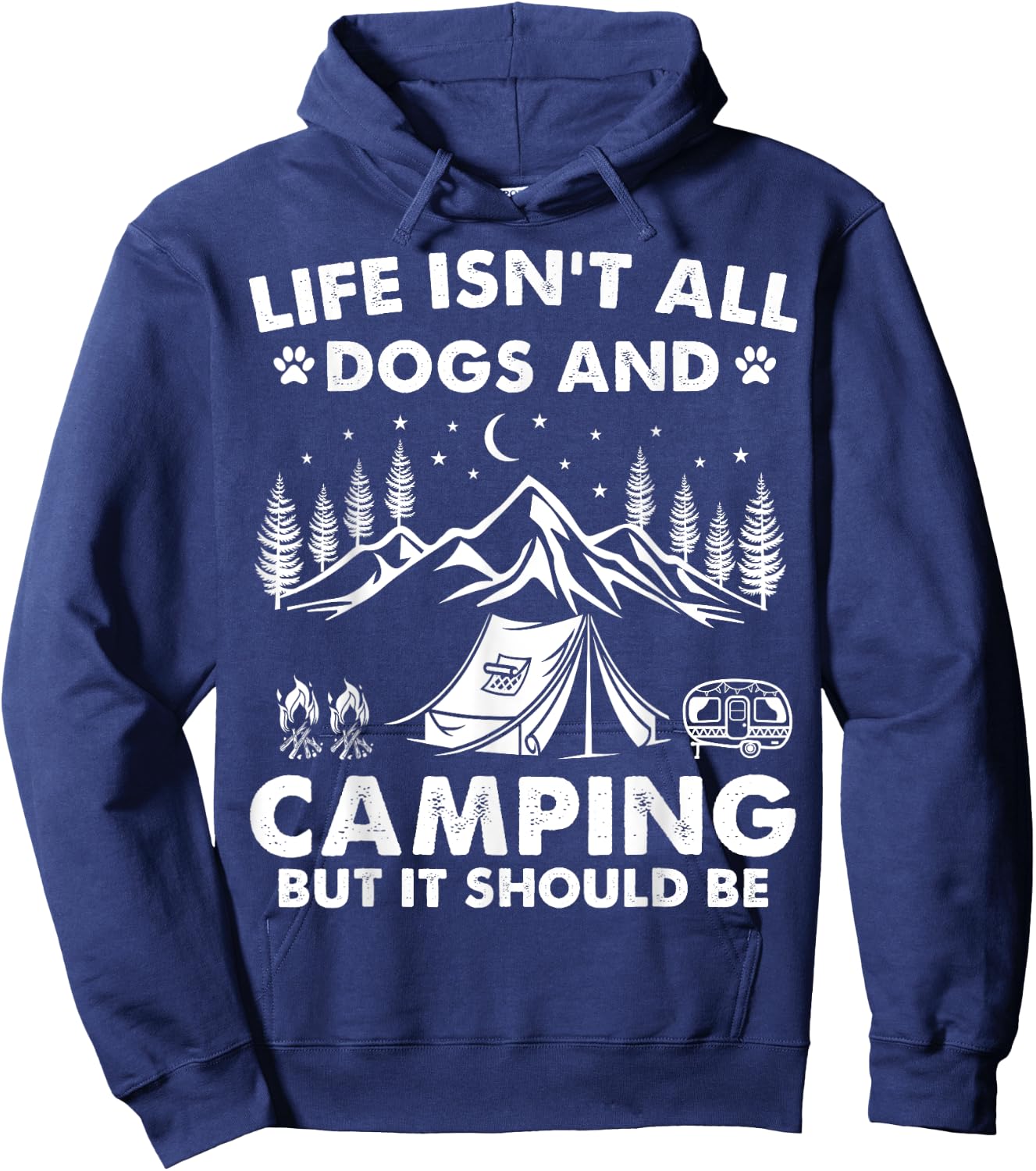 Funny Camping Dogs Outdoor Campfire Trailer Camper Camp Dog Women Kids Hoodie - Hoodie | Navy
