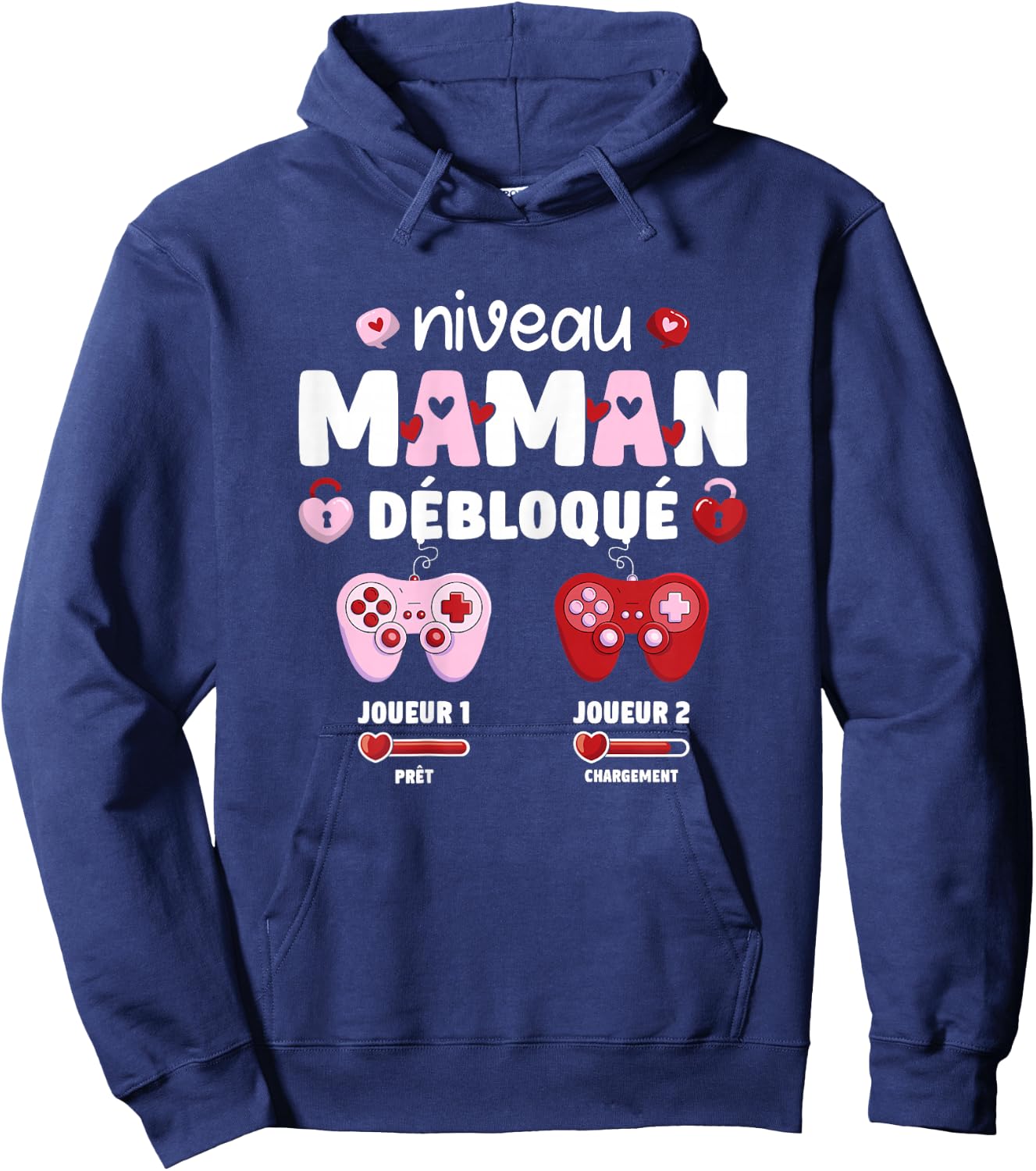 Pregnant Mom Level Mom Unlocked Geek Running 2025 , Black, Female X-Small Hoodie - Hoodie | Navy