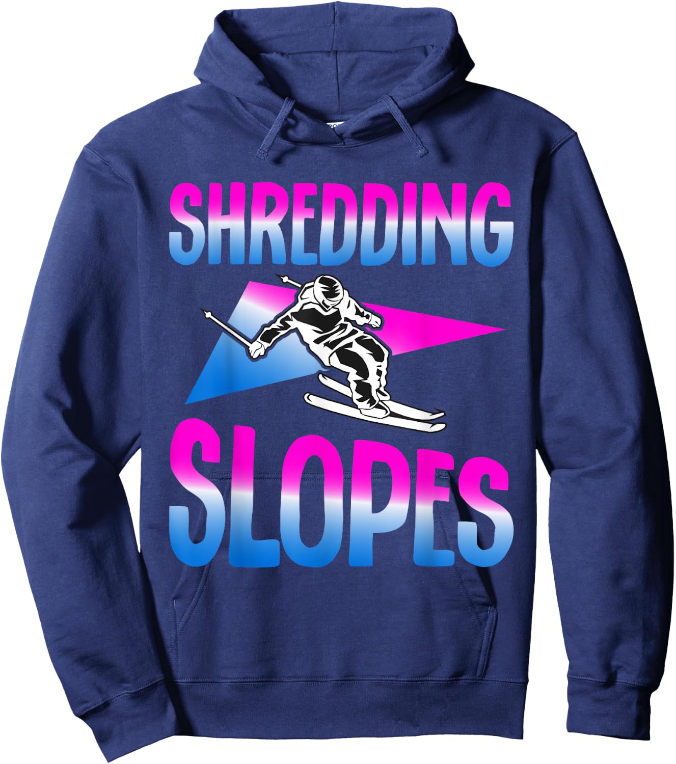 Shredding Slopes 90s 80s Skiing Outfit Retro Ski Hoodie - Hoodie | Navy
