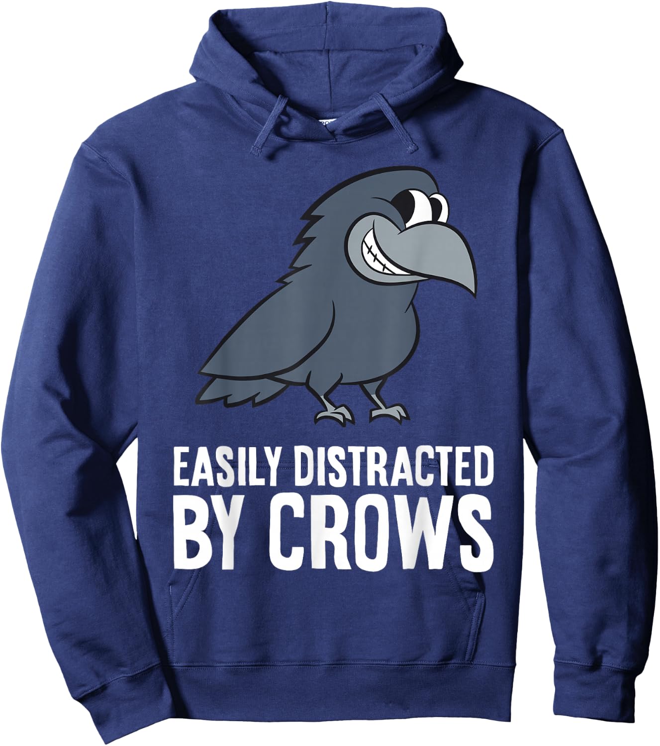 Cute Crow Gifts And Easily Distracted By Crows Funny Crow - -Adults, -Kids - Black - Small - Short Sleeve - - Bird Print - Casual, Humorous - All Seasons Hoodie - Hoodie | Navy