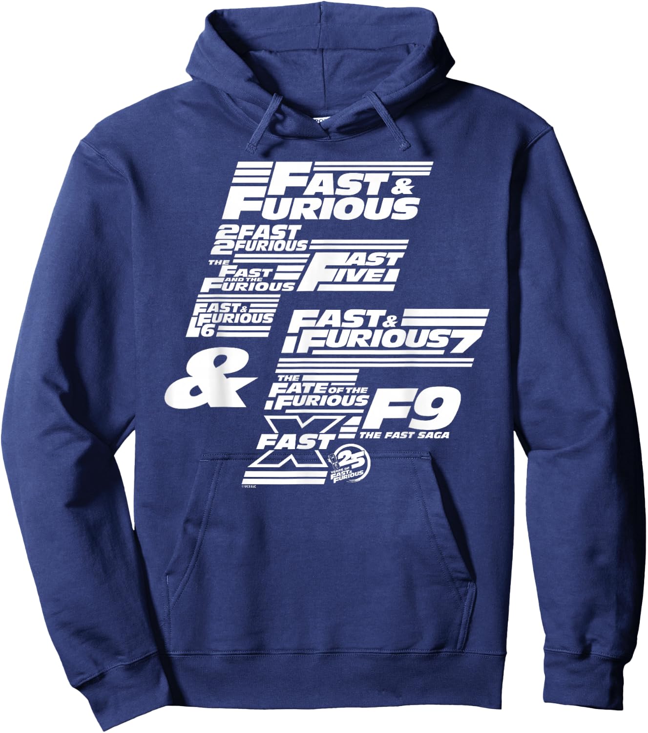 Fast & Furious 25th Anniversary Franchise Logo Stack Hoodie - Hoodie | Navy