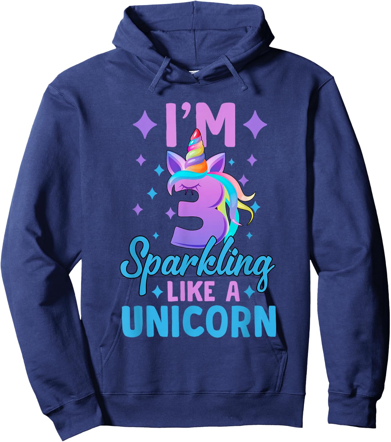 3rd Birthday Unicorn Birthday Party 3 Year Old Girls Hoodie - Hoodie | Navy