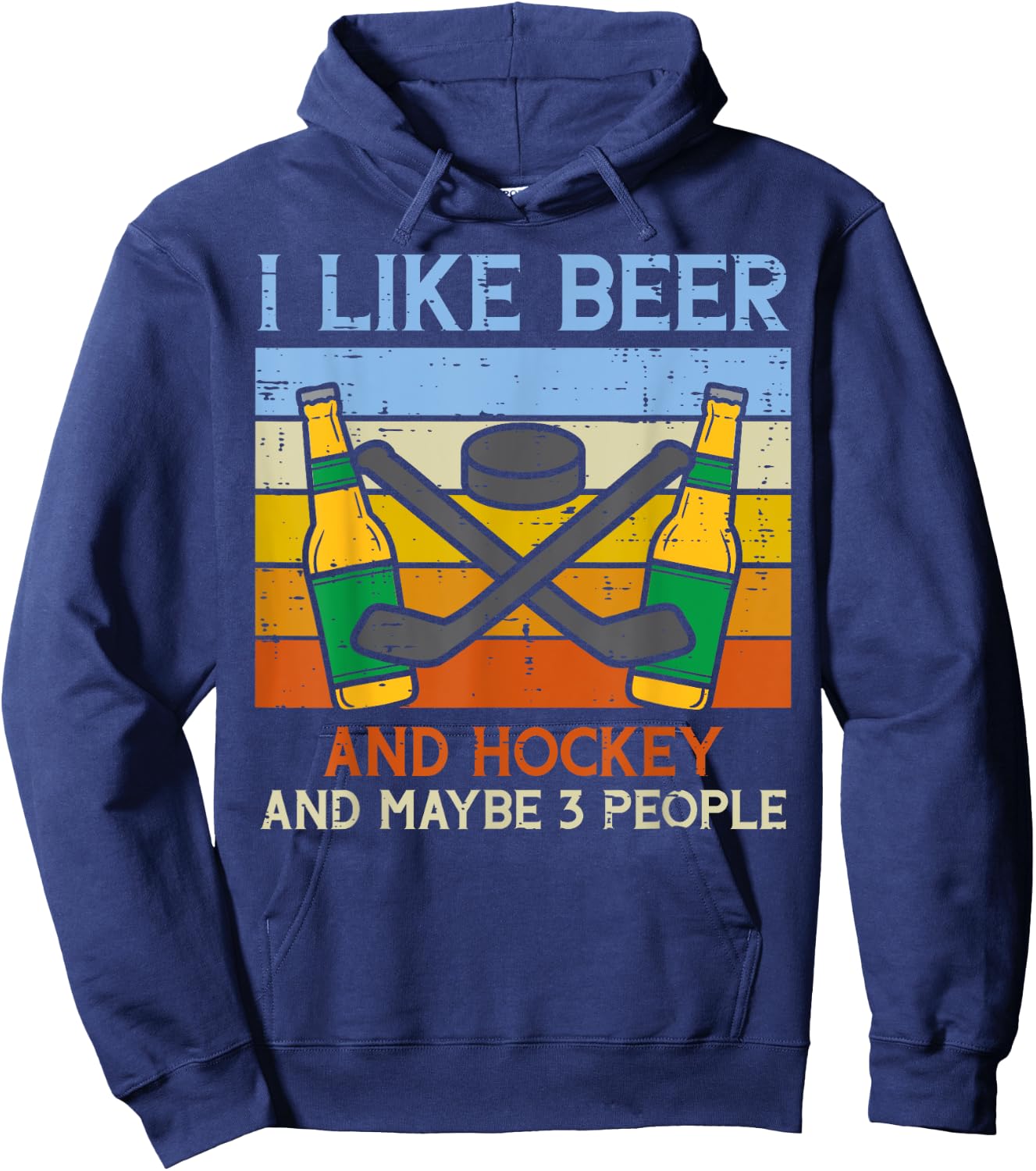 Like Beer Ice Hockey 3 People Funny Drinking Player Goalie Hoodie - Hoodie | Navy