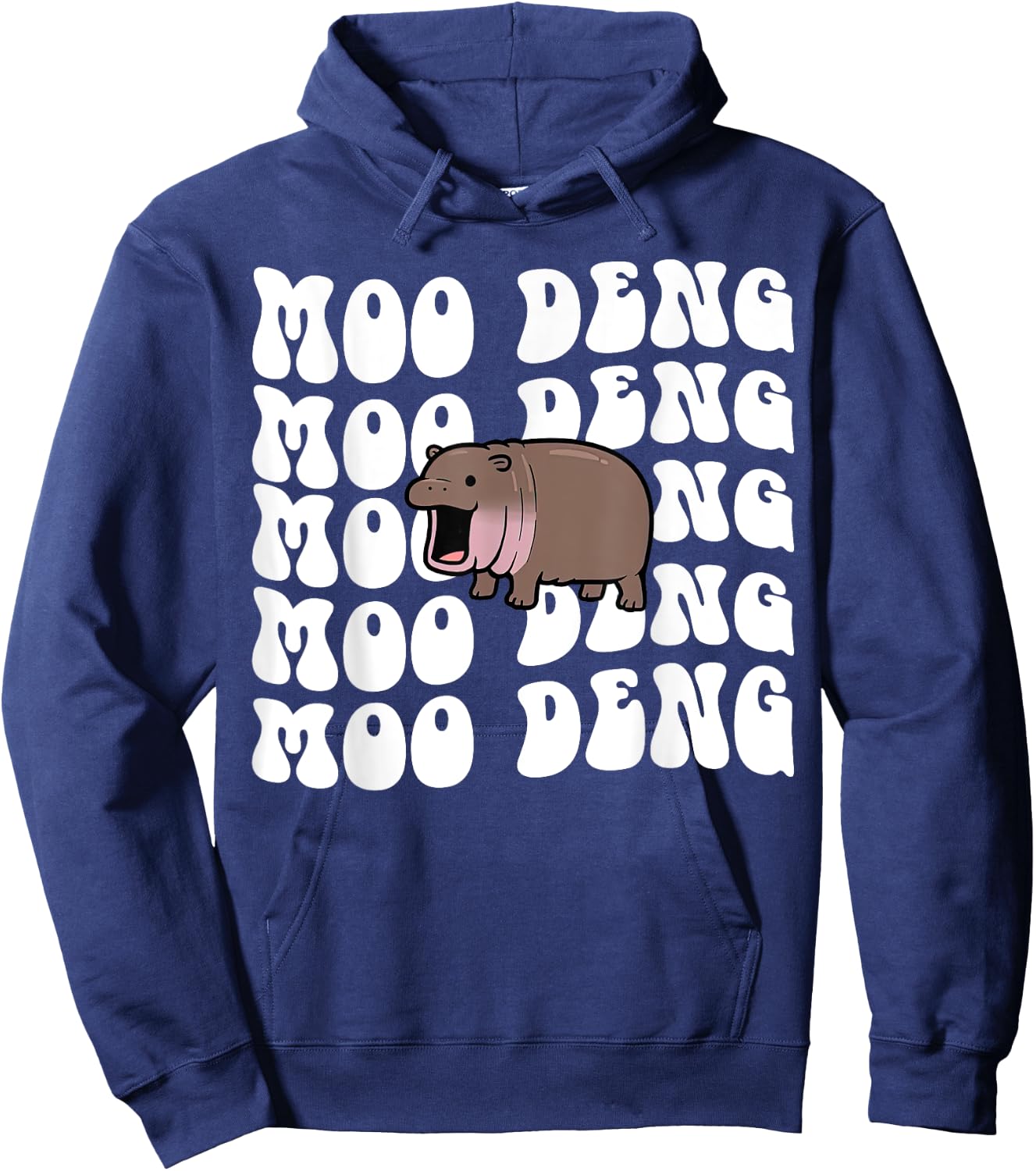 Funny Moo Deng The Cute Baby Hippo Thai Costume Women Kids Hoodie - Hoodie | Navy