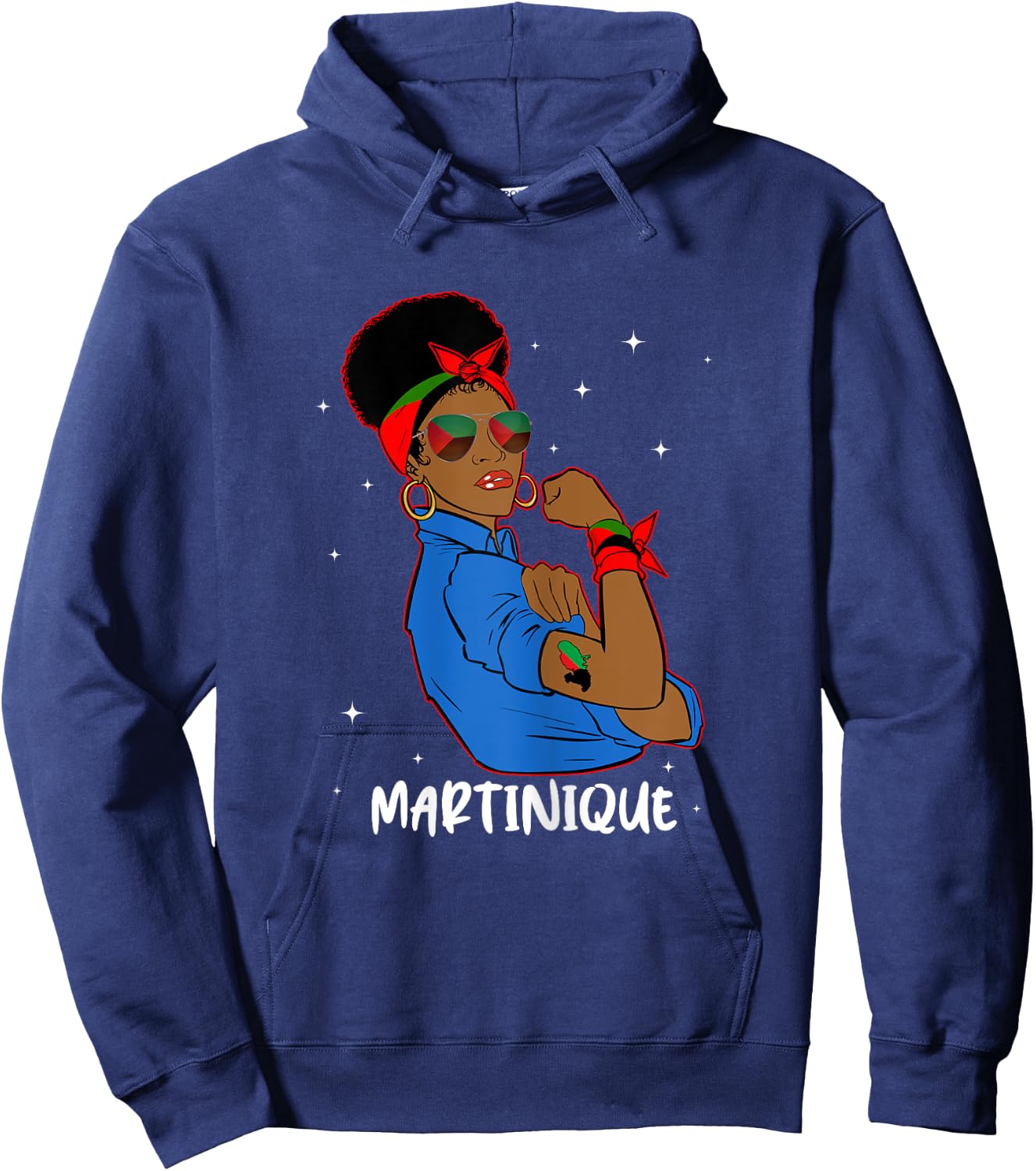 Fière Martiniquaise Héritage Stellaire Drapeau Martinique Hoodie - Hoodie | Navy