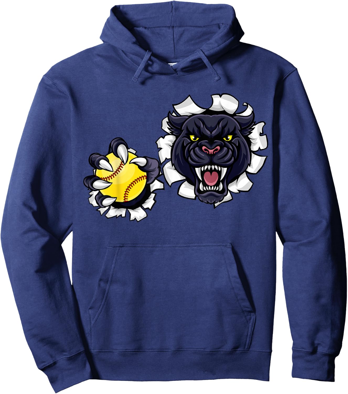 Panther Softball Ball Animal Cartoon Character Hoodie - Hoodie | Navy