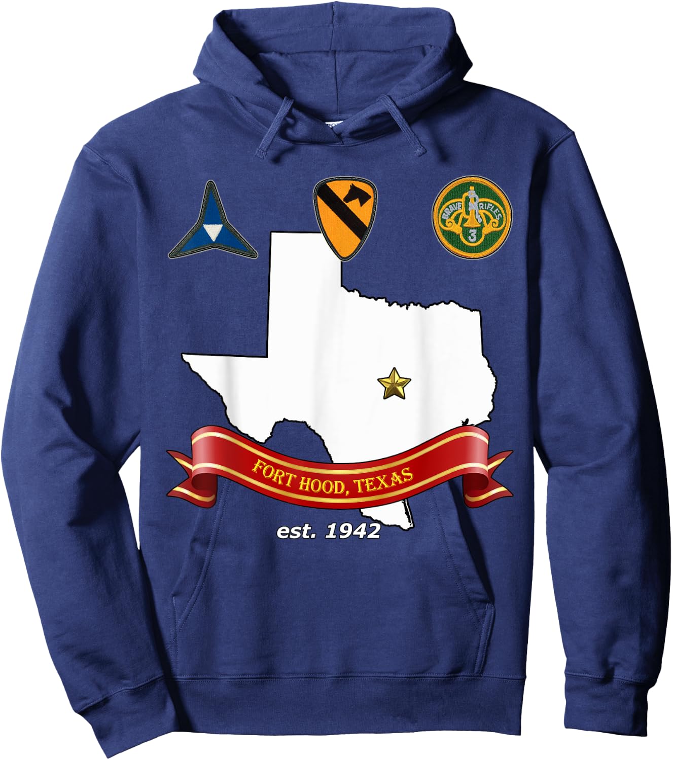 Fort Hood Military Base - Army Post at Killeen, TX design Hoodie - Hoodie | Navy