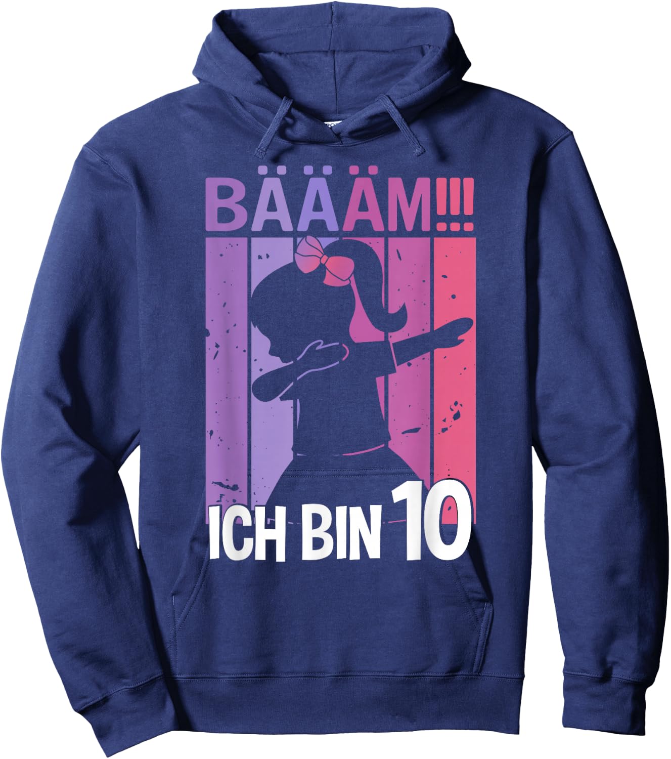 Girls' with German Text "Ich bin 10 Jahre Dab" [German Language], black Hoodie - Hoodie | Navy