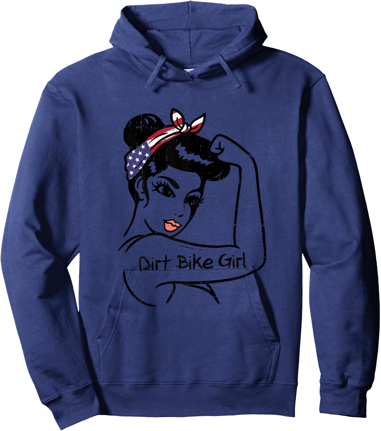 Strong Woman Unbreakable Dirt Bike Girl Flag Motocross Gift Hoodie - Hoodie | Navy