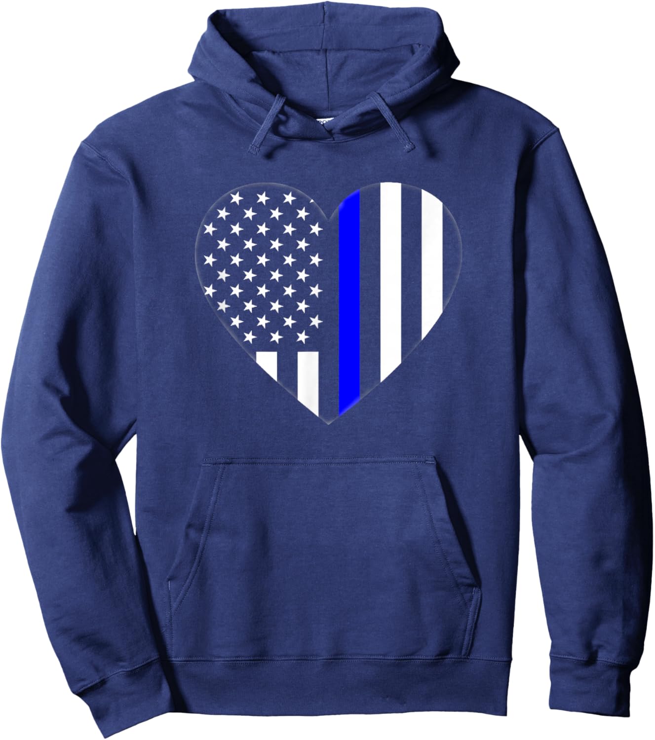 Love Our Police Officer US Flag Heart Thin Blue Line Hoodie - Hoodie | Navy