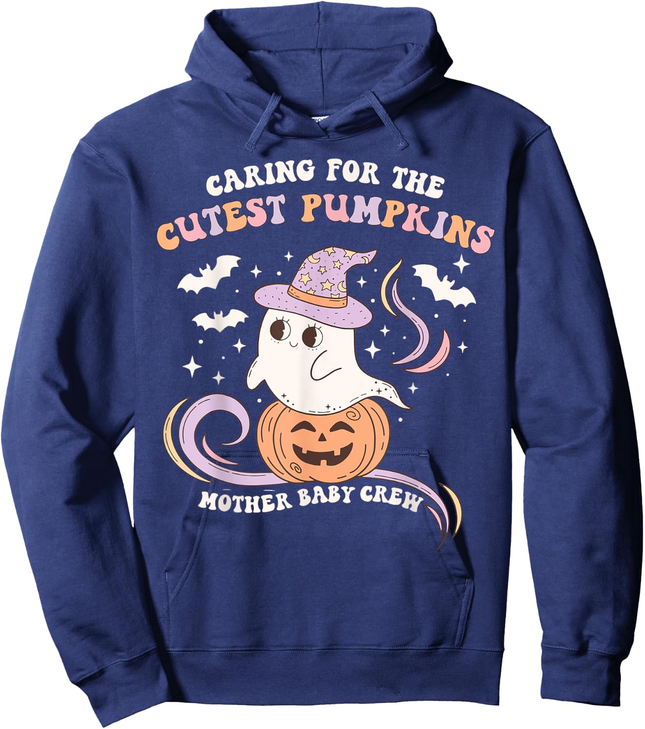 Caring For The Cutest Pumpkins Mother Baby Crew Halloween Hoodie - Hoodie | Navy