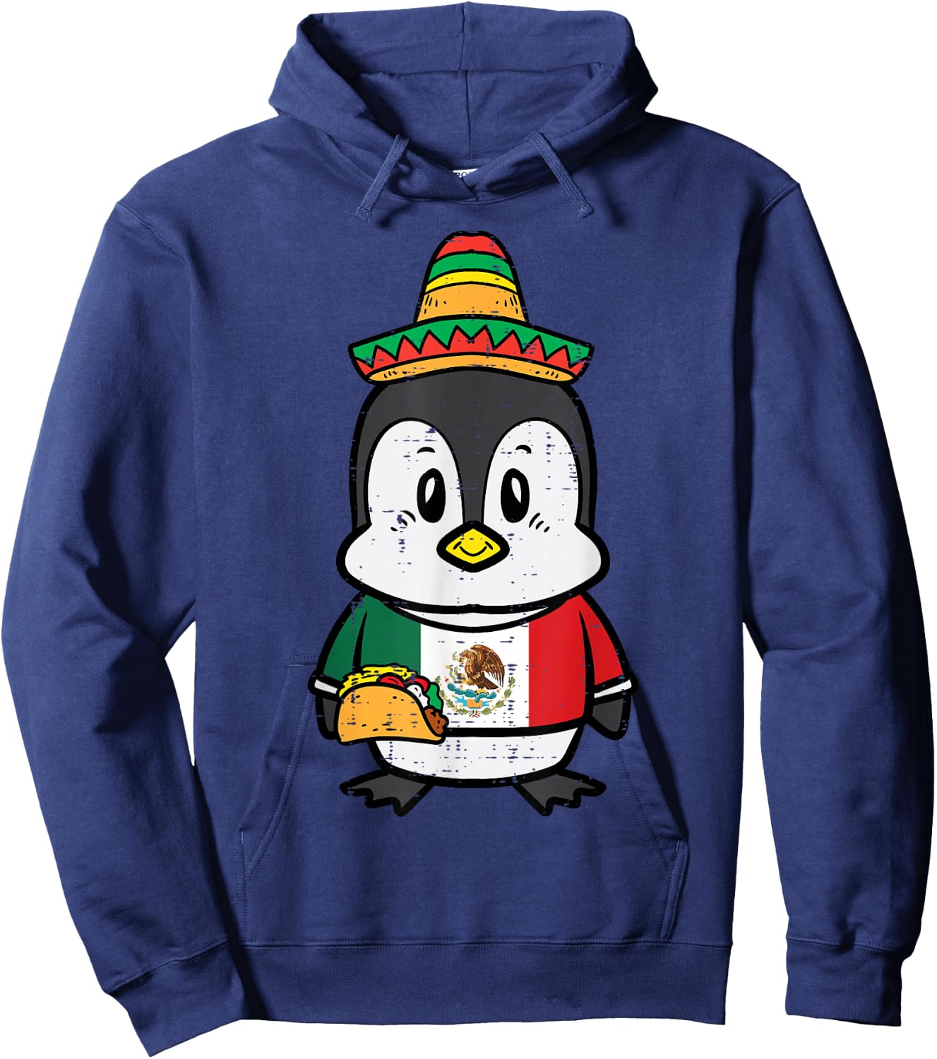 Penguin Mexico Flag Cinco De Mayo Mexican Independence Day Hoodie - Hoodie | Navy