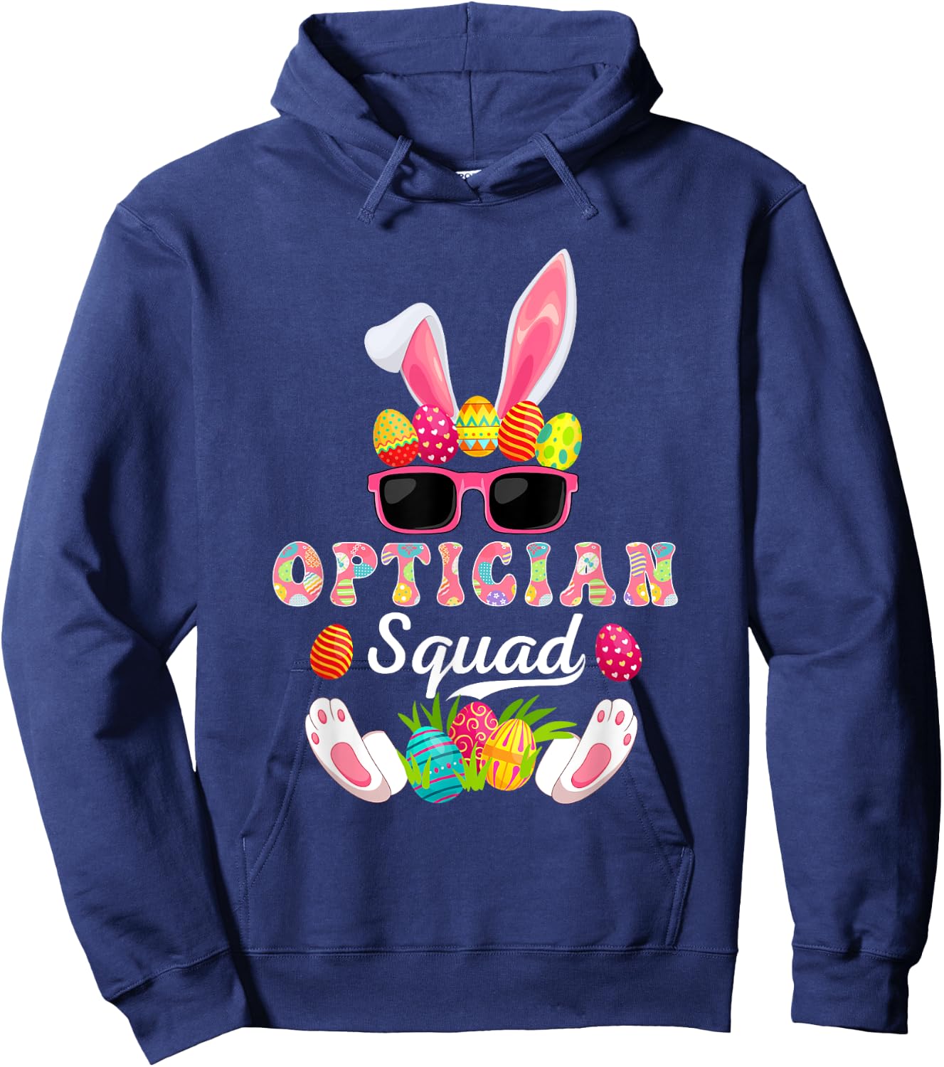 Optician Squad Costume Bunny Sunglasses Easter Eggs Hunt Hoodie - Hoodie | Navy
