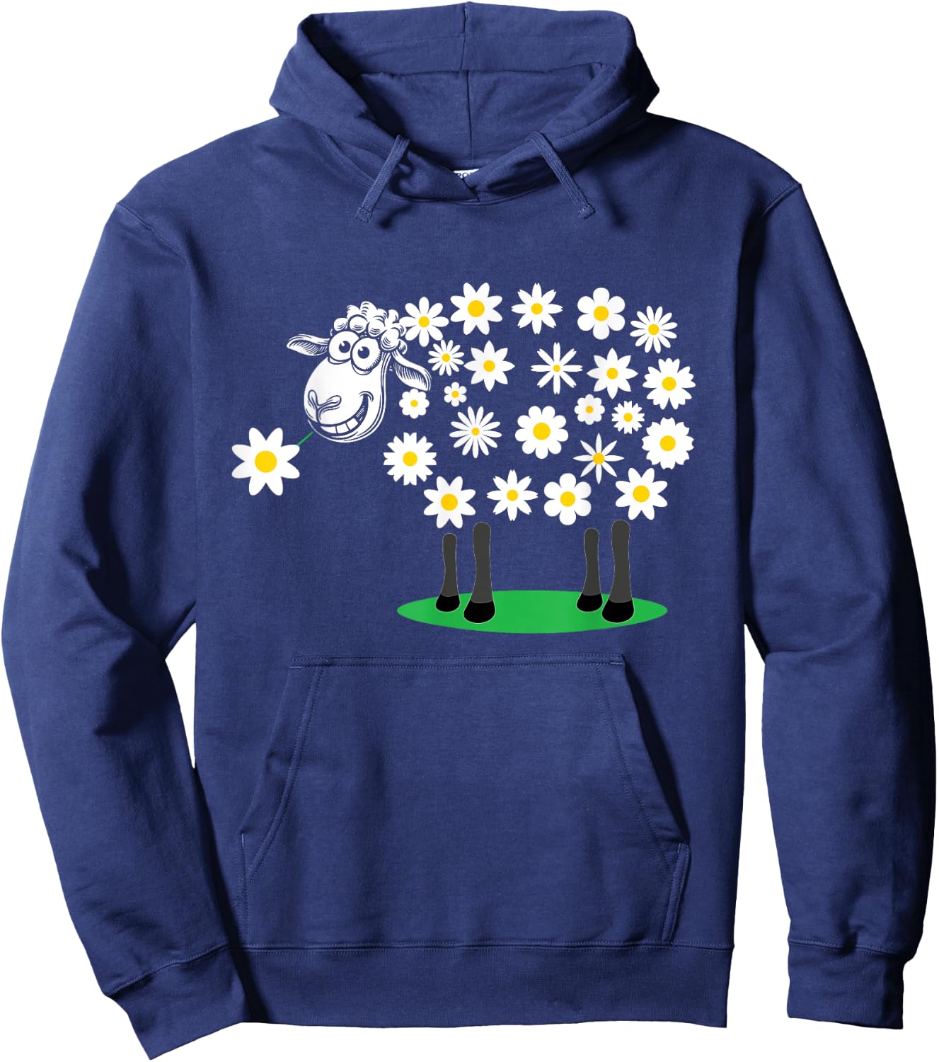 Adorable Cute sheep with daisy flower wool for girls and mum Hoodie - Hoodie | Navy
