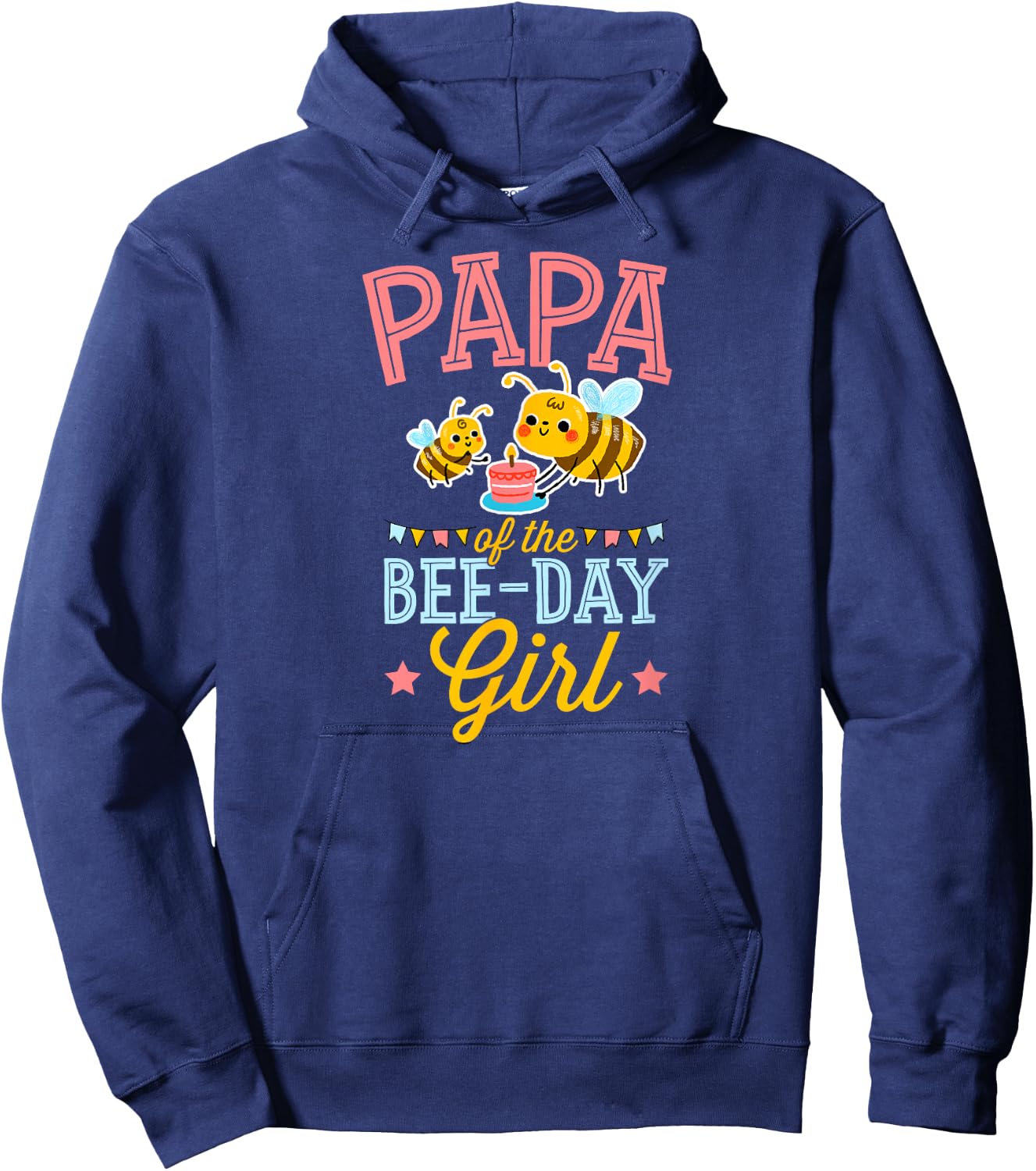 Papa Of The Bee Day Girl Cute Bee Themed Birthday Party Hoodie - Hoodie | Navy