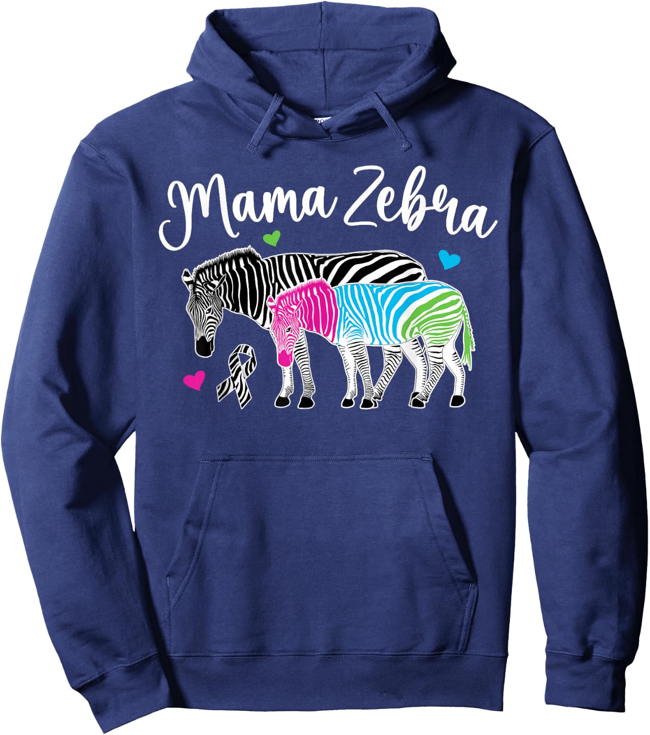 Mama Zebra Rare Disease Warrior Rare Disease Awareness Hoodie - Hoodie | Navy