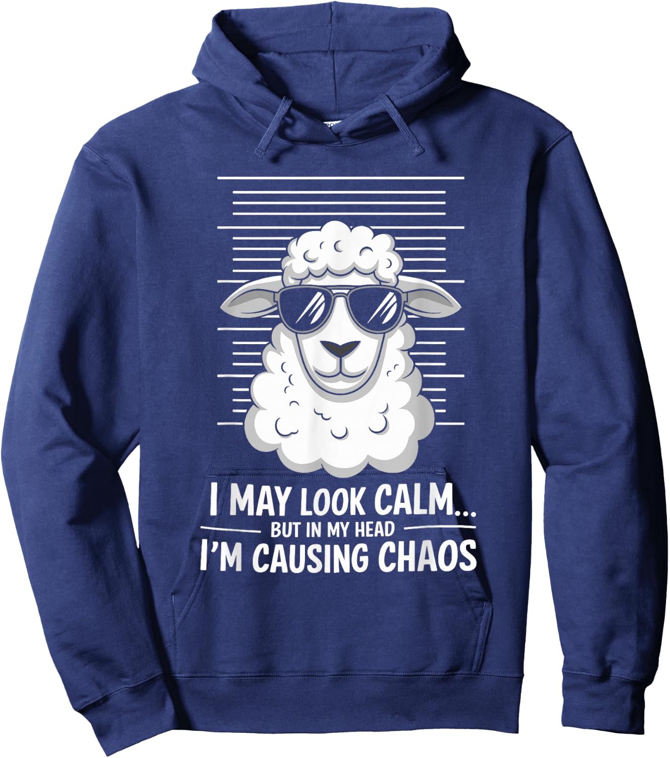I May Look Calm but in My Head Funny Sheep Hoodie - Hoodie | Navy
