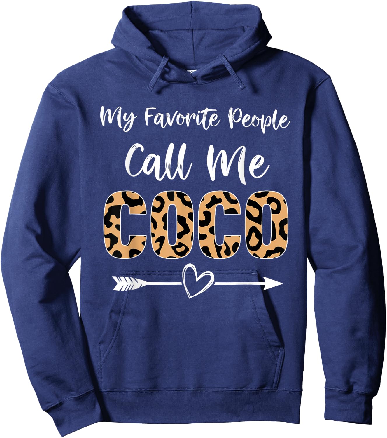 Coco Cute Leopard Print My Favorite People Call Me Coco Hoodie - Hoodie | Navy