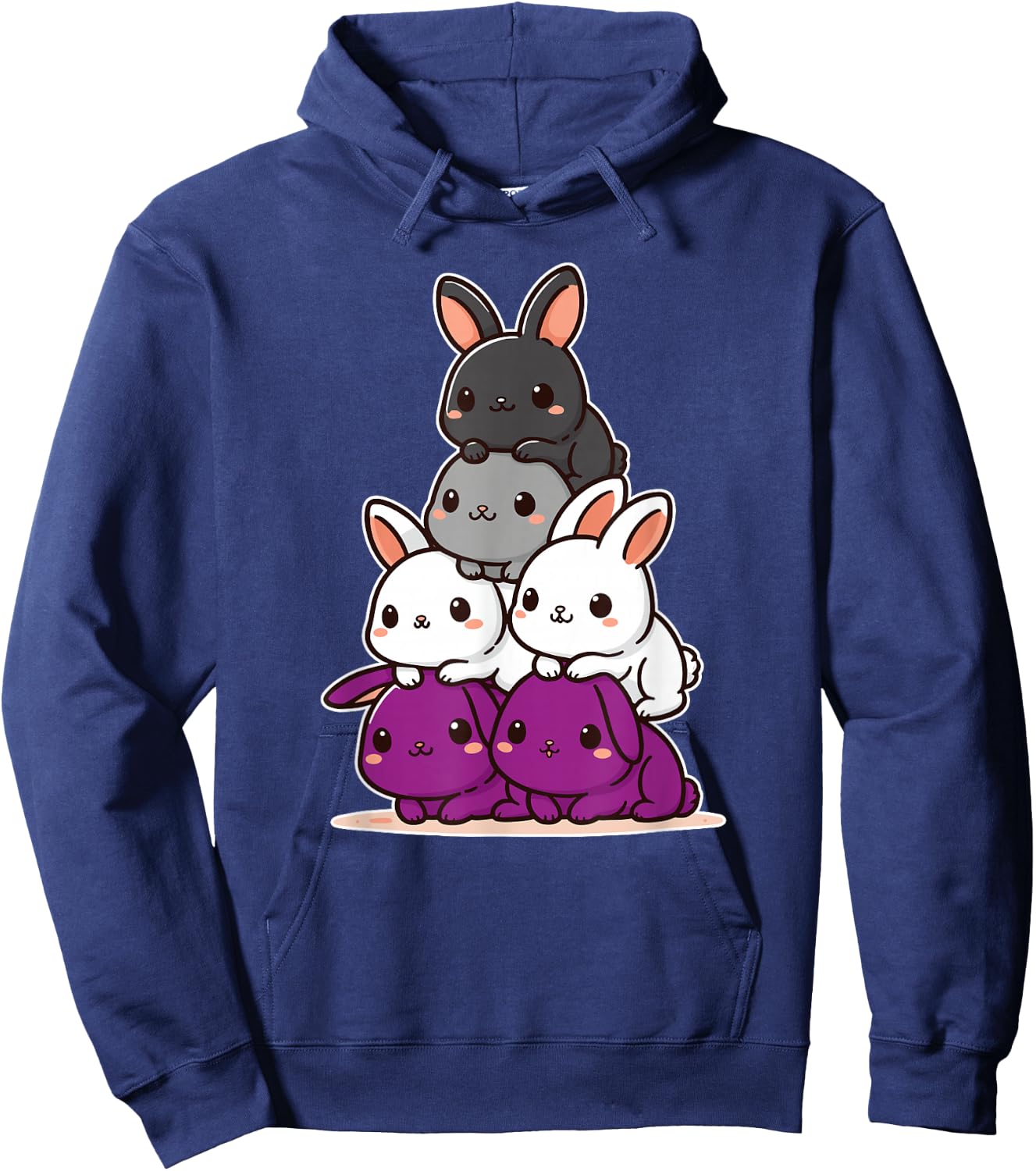 Rabbit Asexual Flag Pride Month Cute Rabbit Subtle LGBTQ Hoodie - Hoodie | Navy