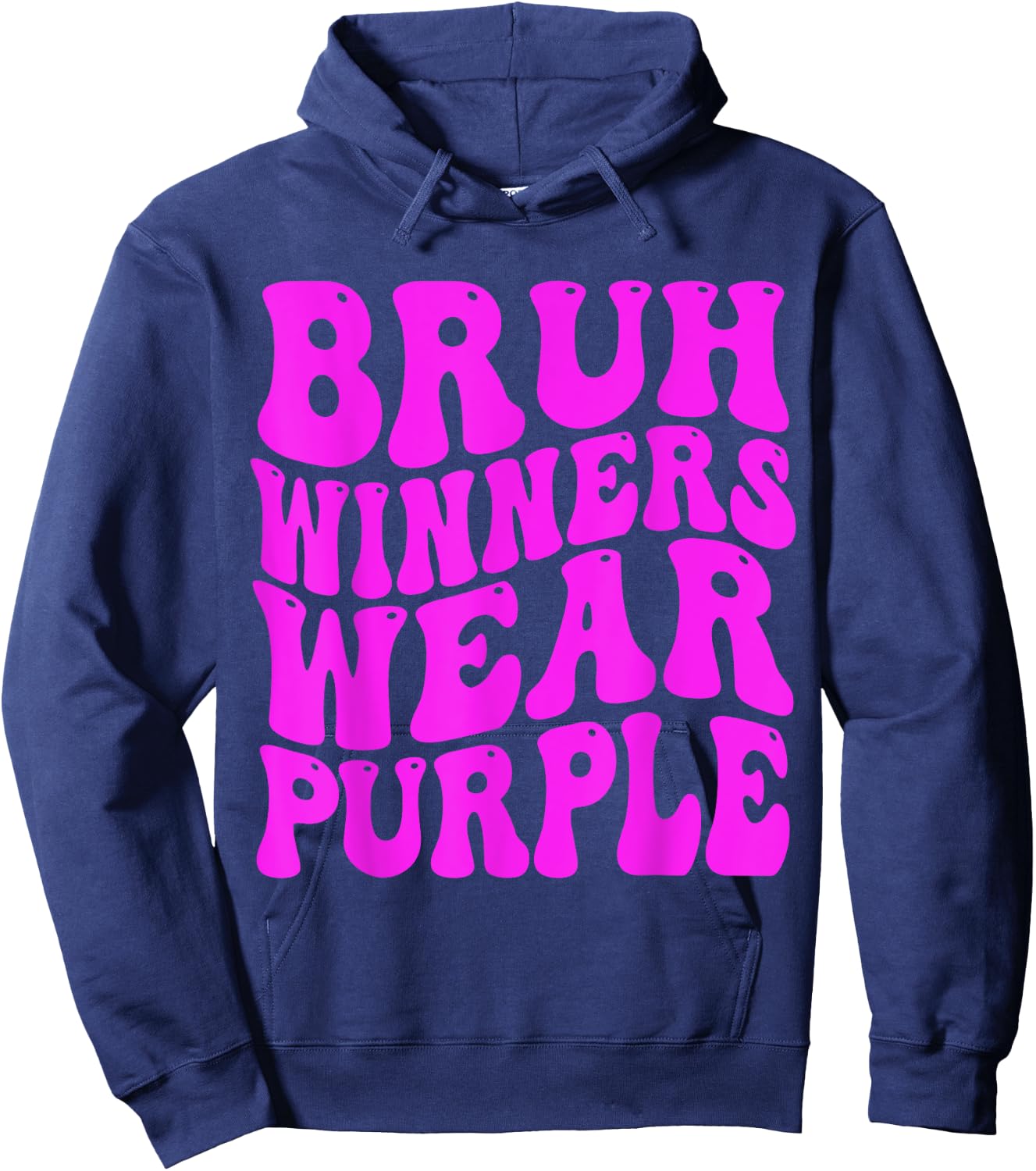 Bruh Winners Wear Purple Team Sports Spirit Week Groovy Hoodie - Hoodie | Navy