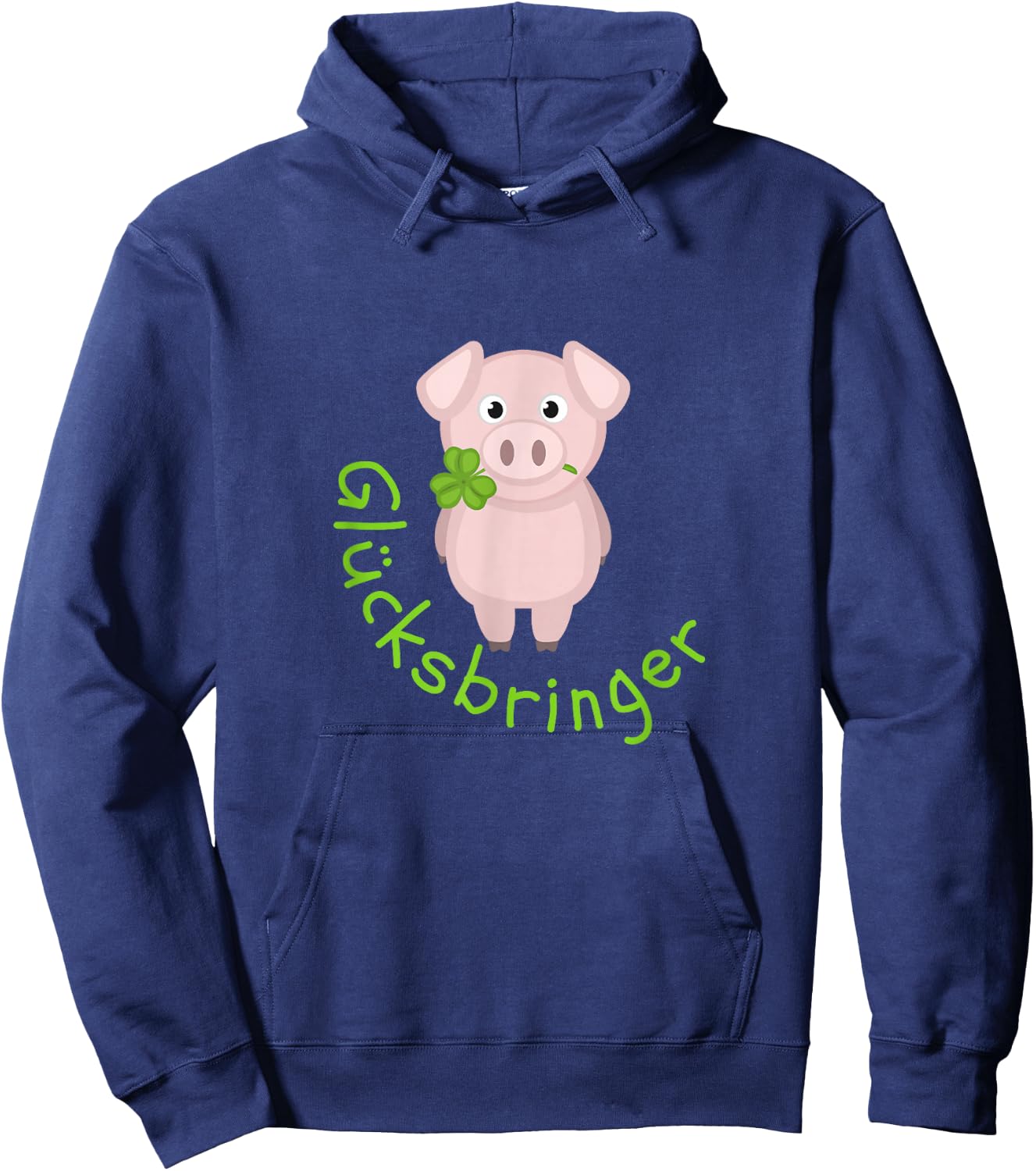 Lucky Charm Pig Clover Leaf for Friends Good Luck , black Hoodie - Hoodie | Navy