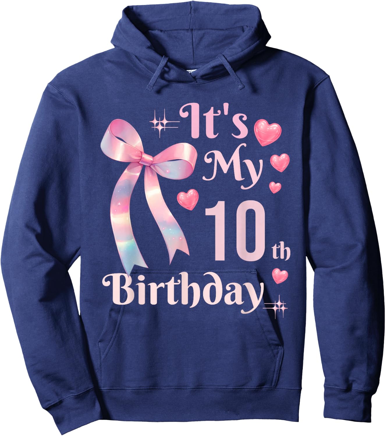 It's My 10th Birthday Coquette Bow 10 Year Old Birthday Girl Hoodie - Hoodie | Navy