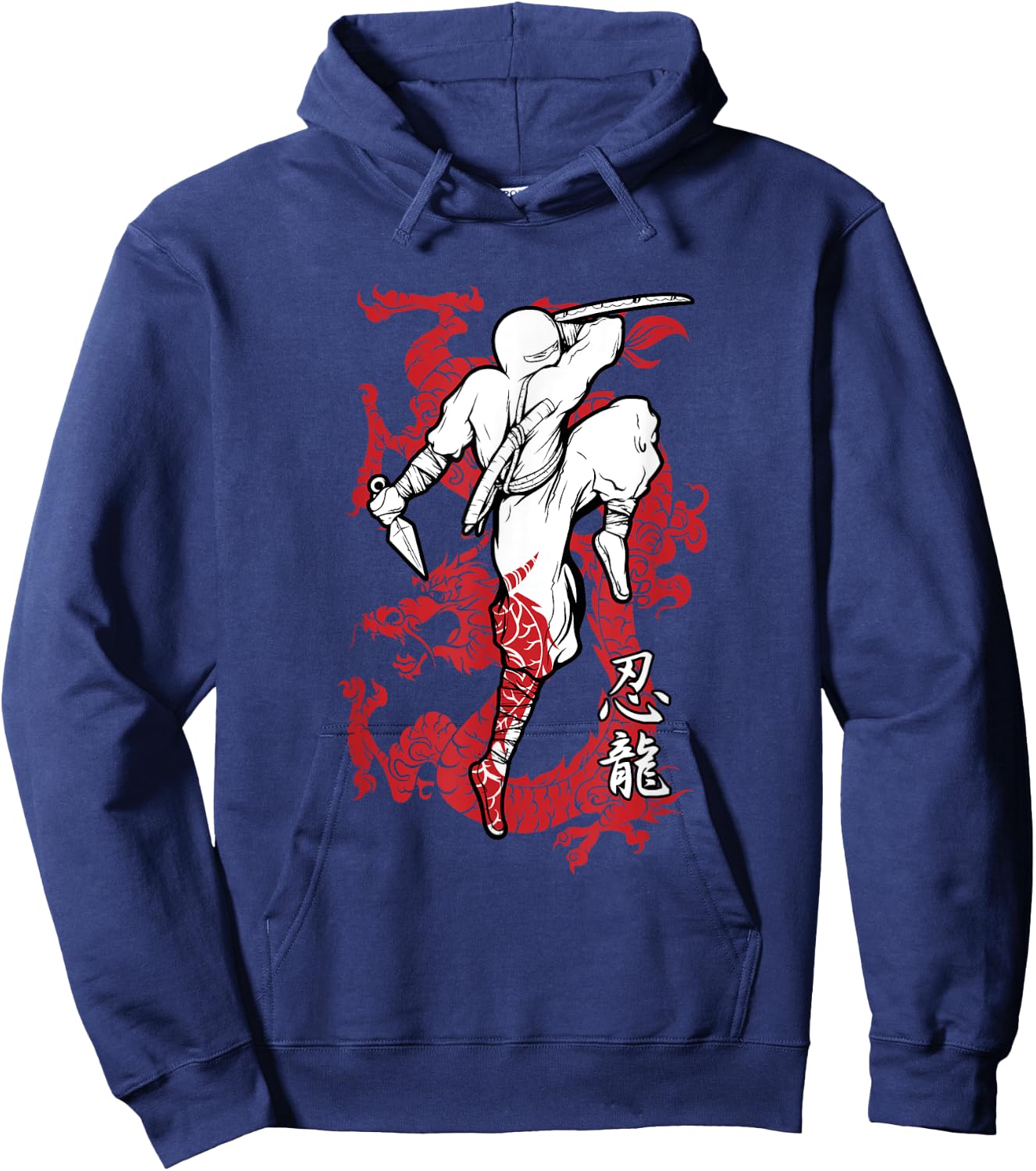 Shinobi ninja and red dragon shirt black Hoodie - Hoodie | Navy