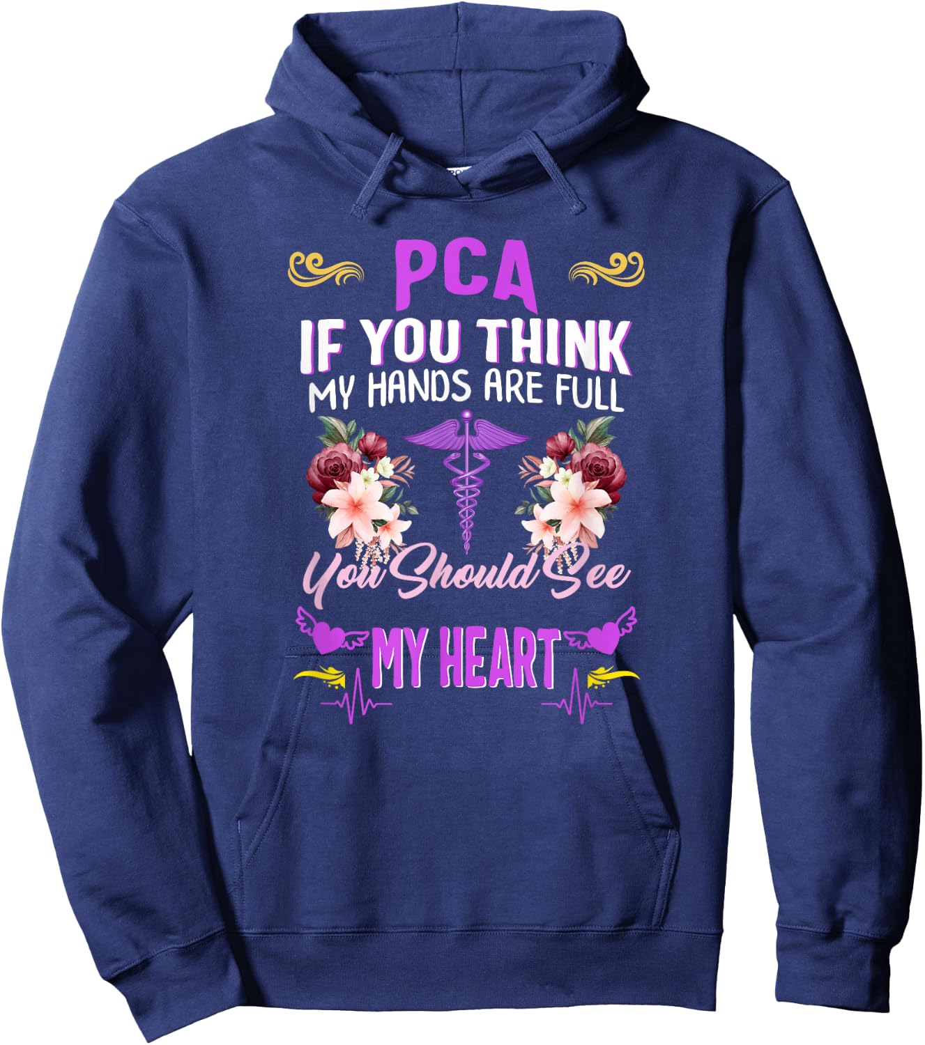 PCA Nurse Heart Nurses Week Nursing Patient Care Assistant Hoodie - Hoodie | Navy