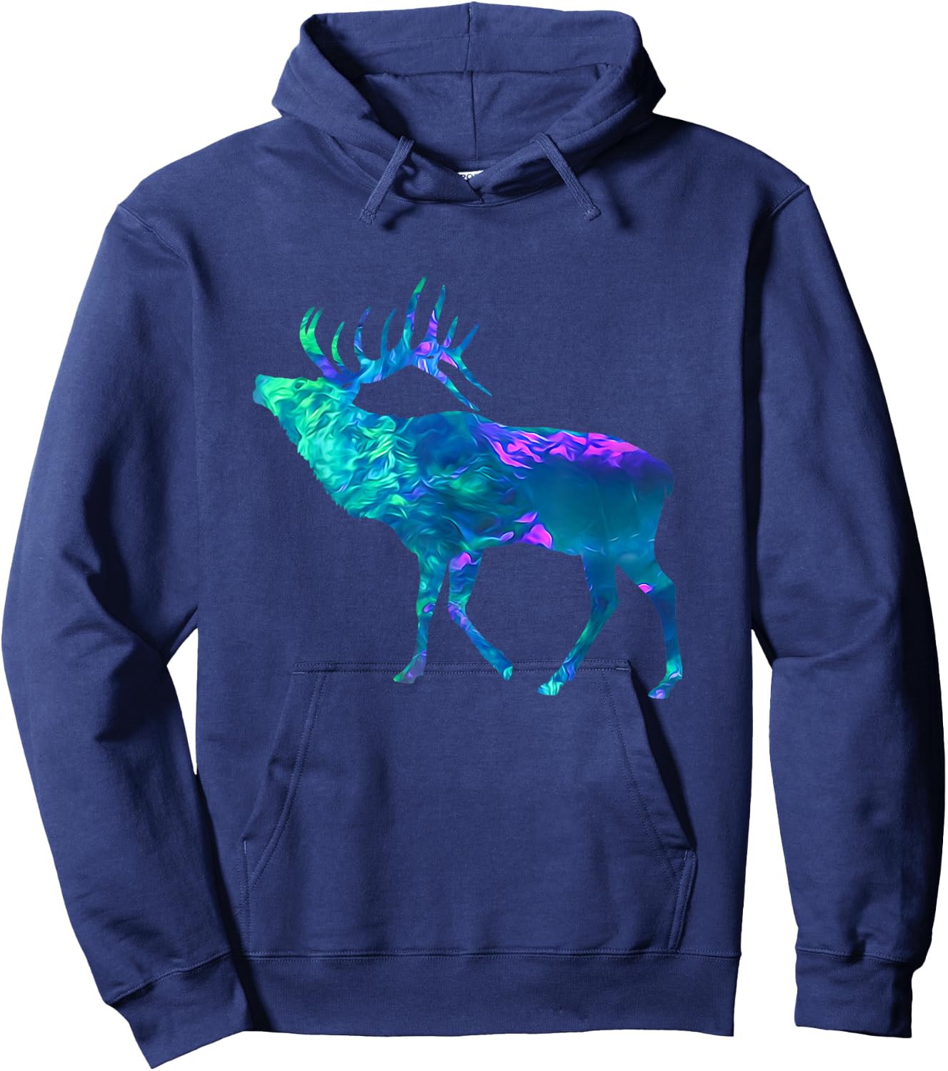 Cyan Blue Violet teal Elk Buck For Animals Lover Hoodie - Hoodie | Navy