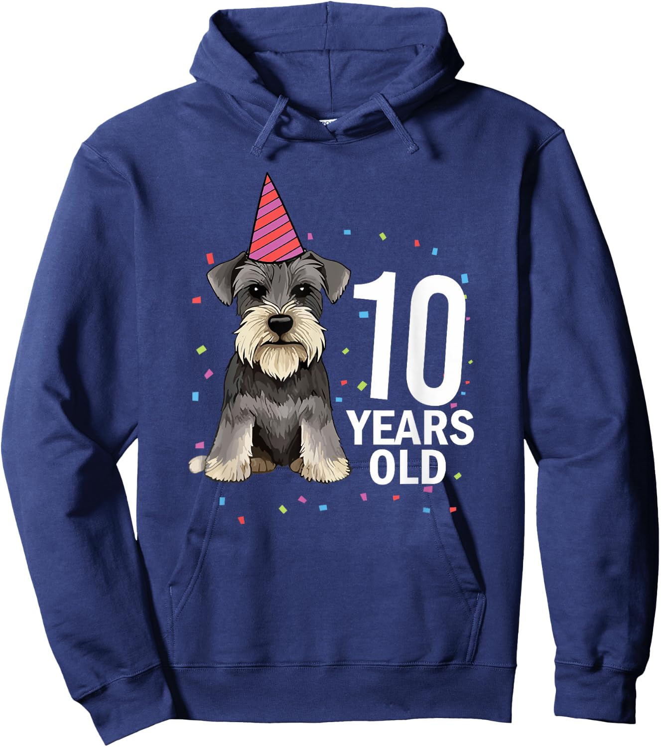 10 Years Old Birthday Schnauzer Dog Lover 10th Party Kid Hoodie - Hoodie | Navy