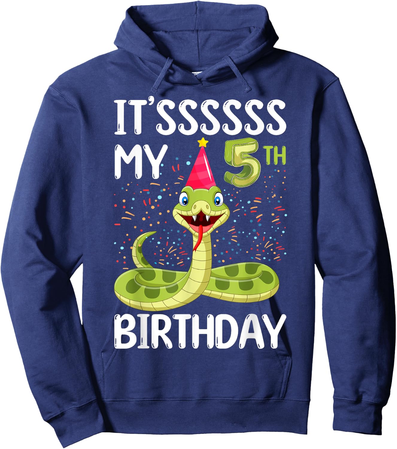 5th Birthday snake Party 5 Year Old snake lover B-day Hoodie - Hoodie | Navy